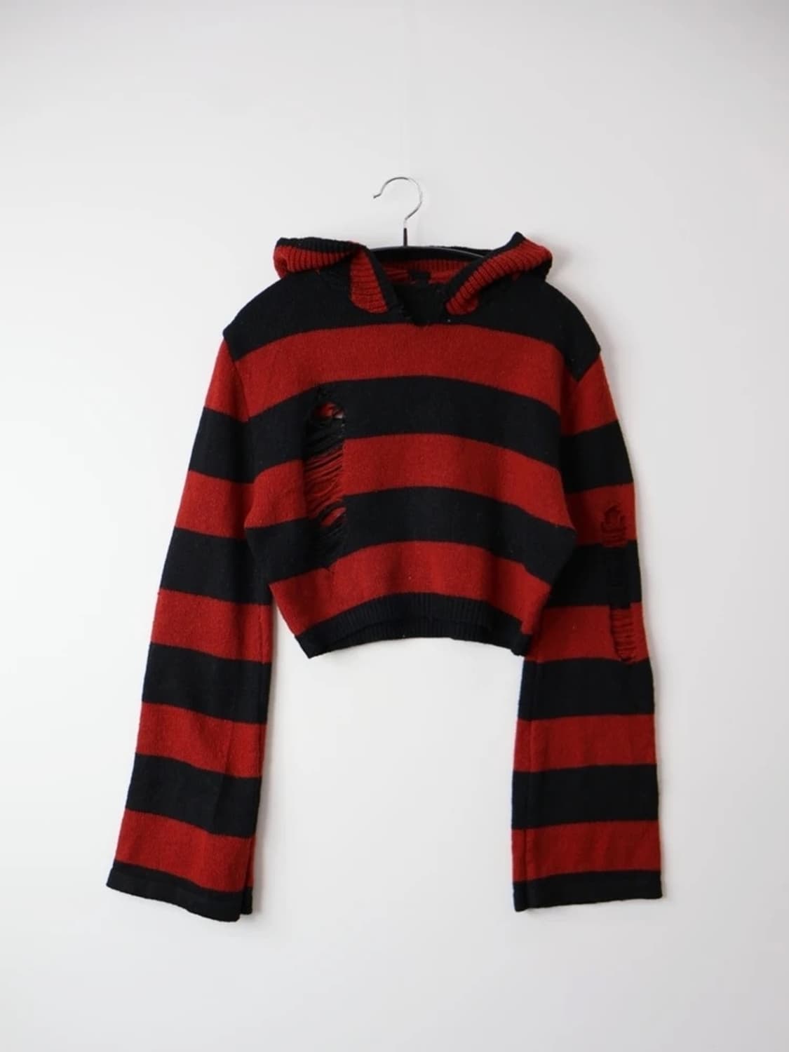 Red Black Punk Crop Hoodie 상품이미지6