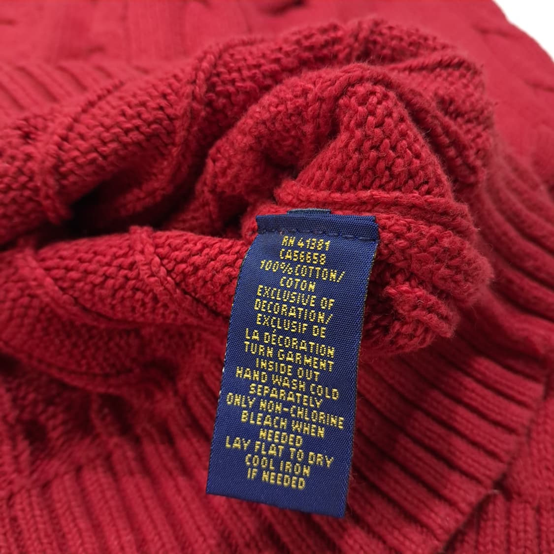 CL006 M 폴로 랄프로렌 100% 코튼 케이블 니트 - 스칼렛 레드 상품이미지5