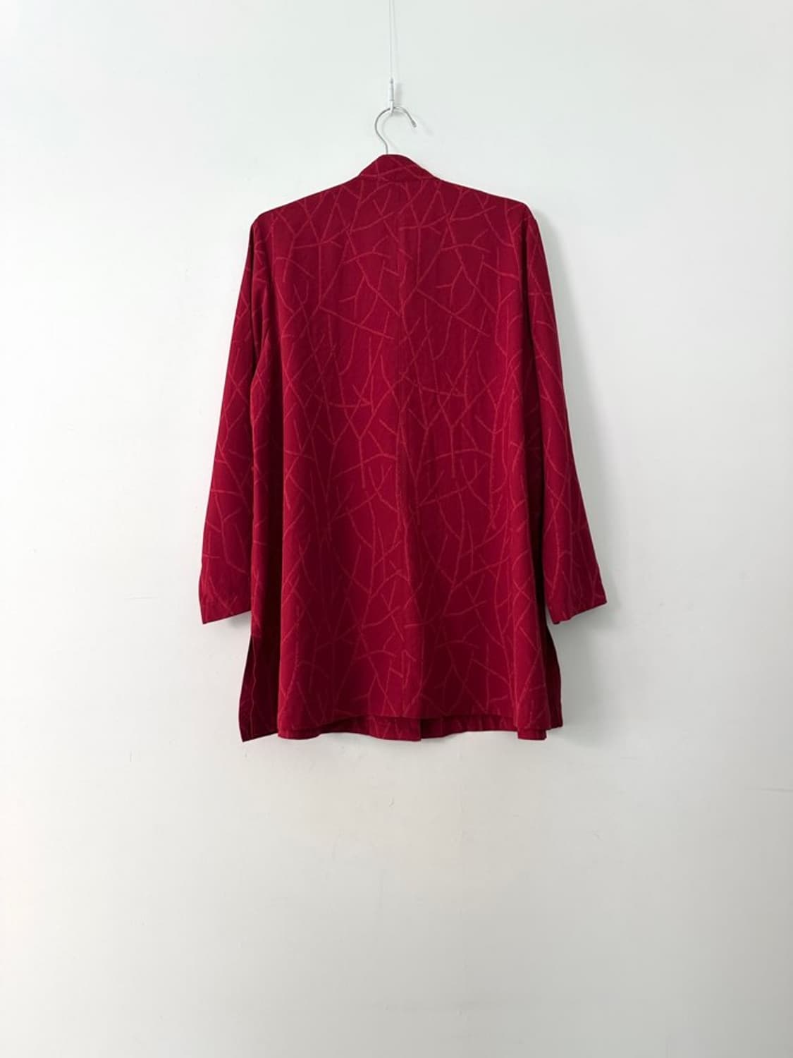 Irregular pattern slit shirt & ops / red 상품이미지3