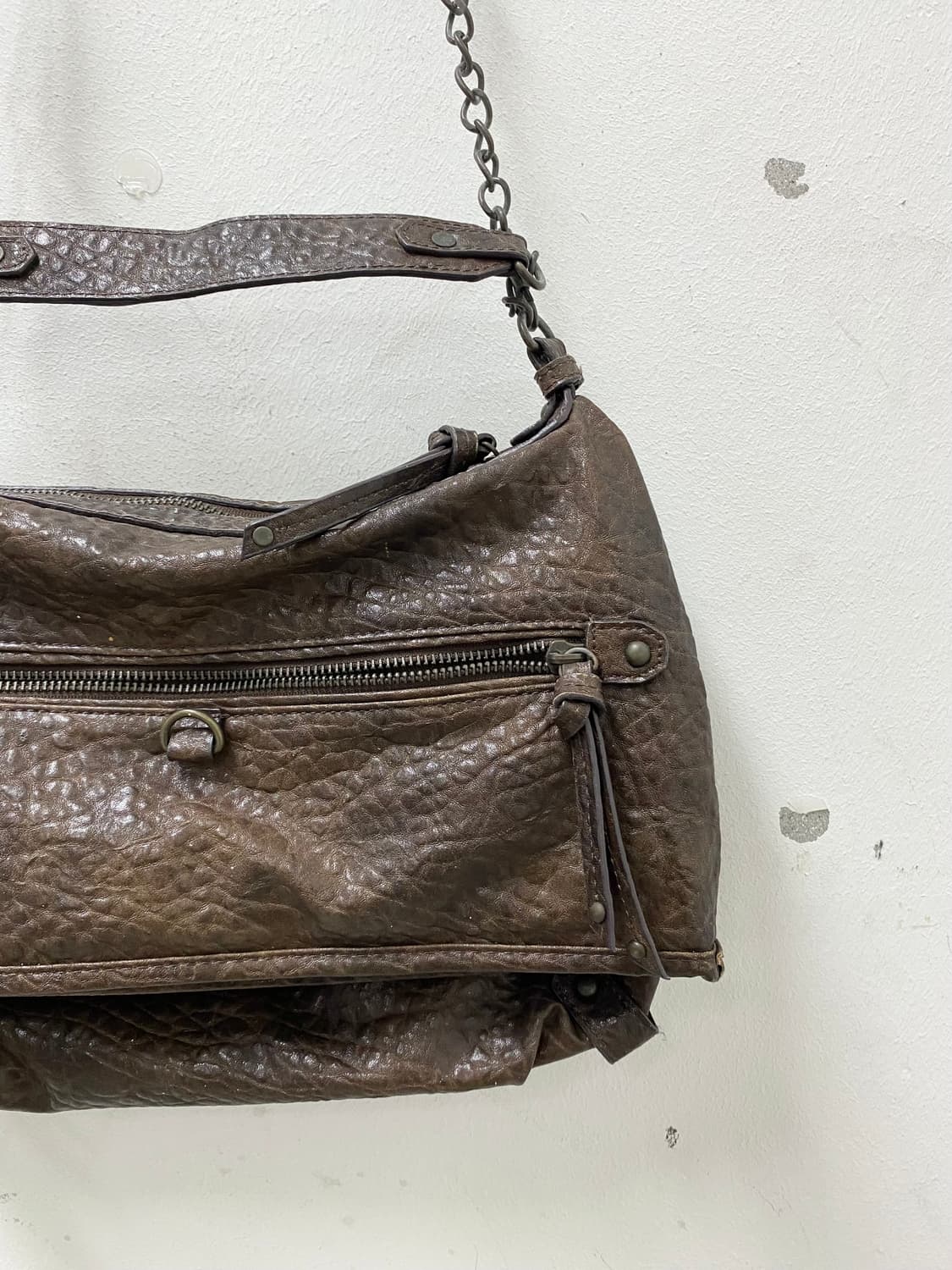 Chain Detail Brown Leather Bag 상품이미지3
