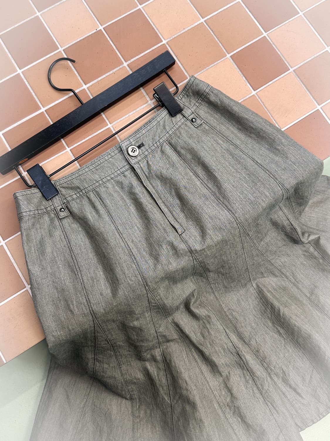 silky gray button skirt 상품이미지2