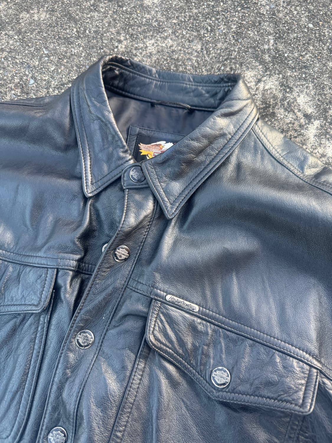 90s 빈티지 할리데이비슨 가죽 레더 셔츠 자켓 XL 상품이미지3