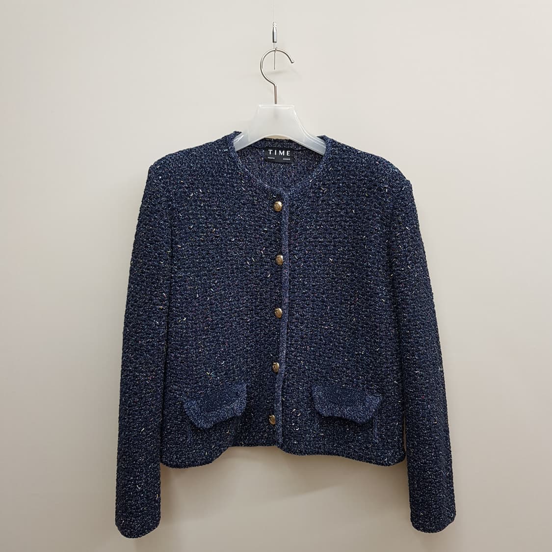 한섬 타임 2023 노카라 트위드 니트 자켓  F사이즈 상품이미지1