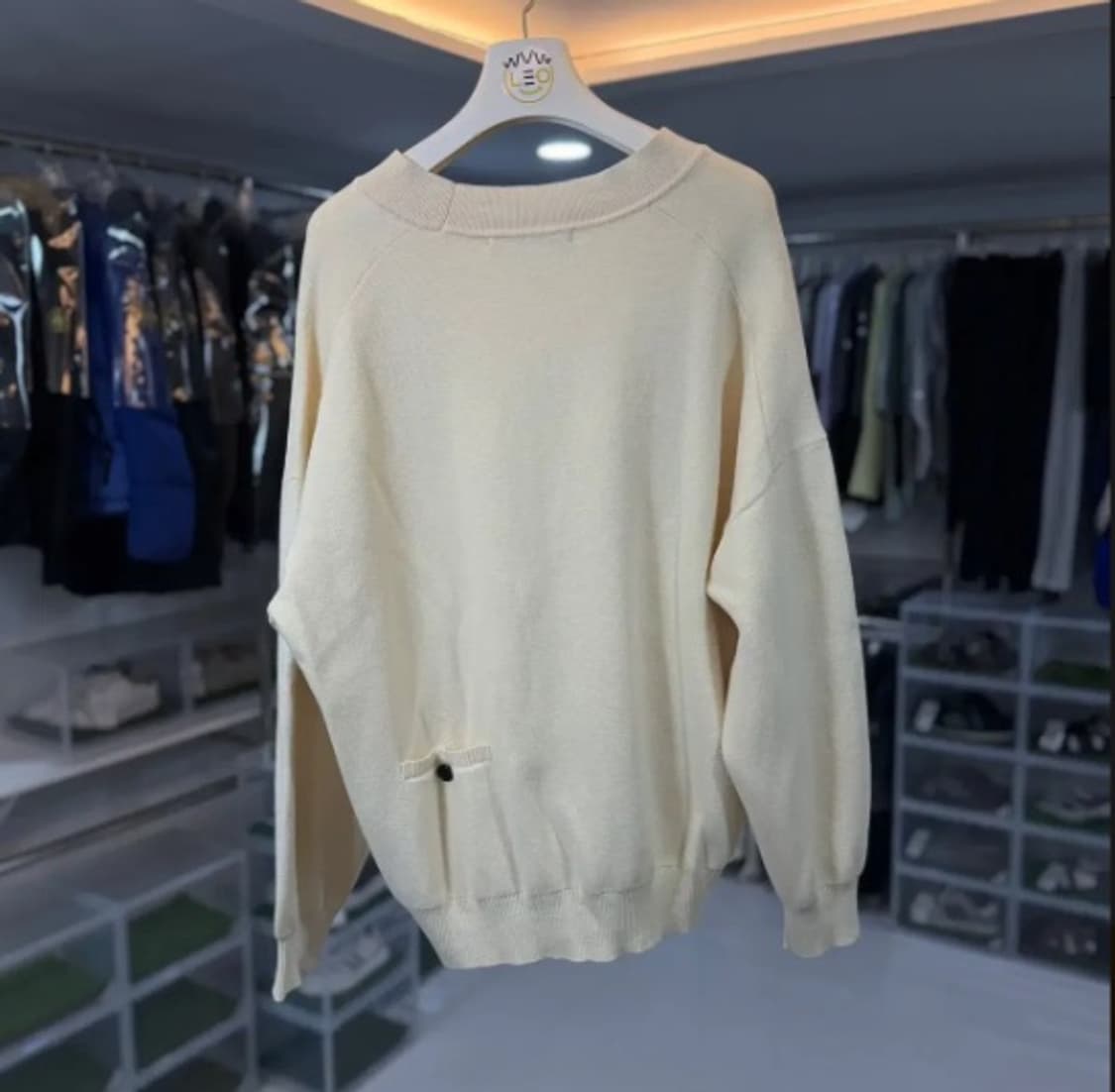 [정품] 송지오 블랙 캣 로고 크림 코튼 가디건 XS 상품이미지2