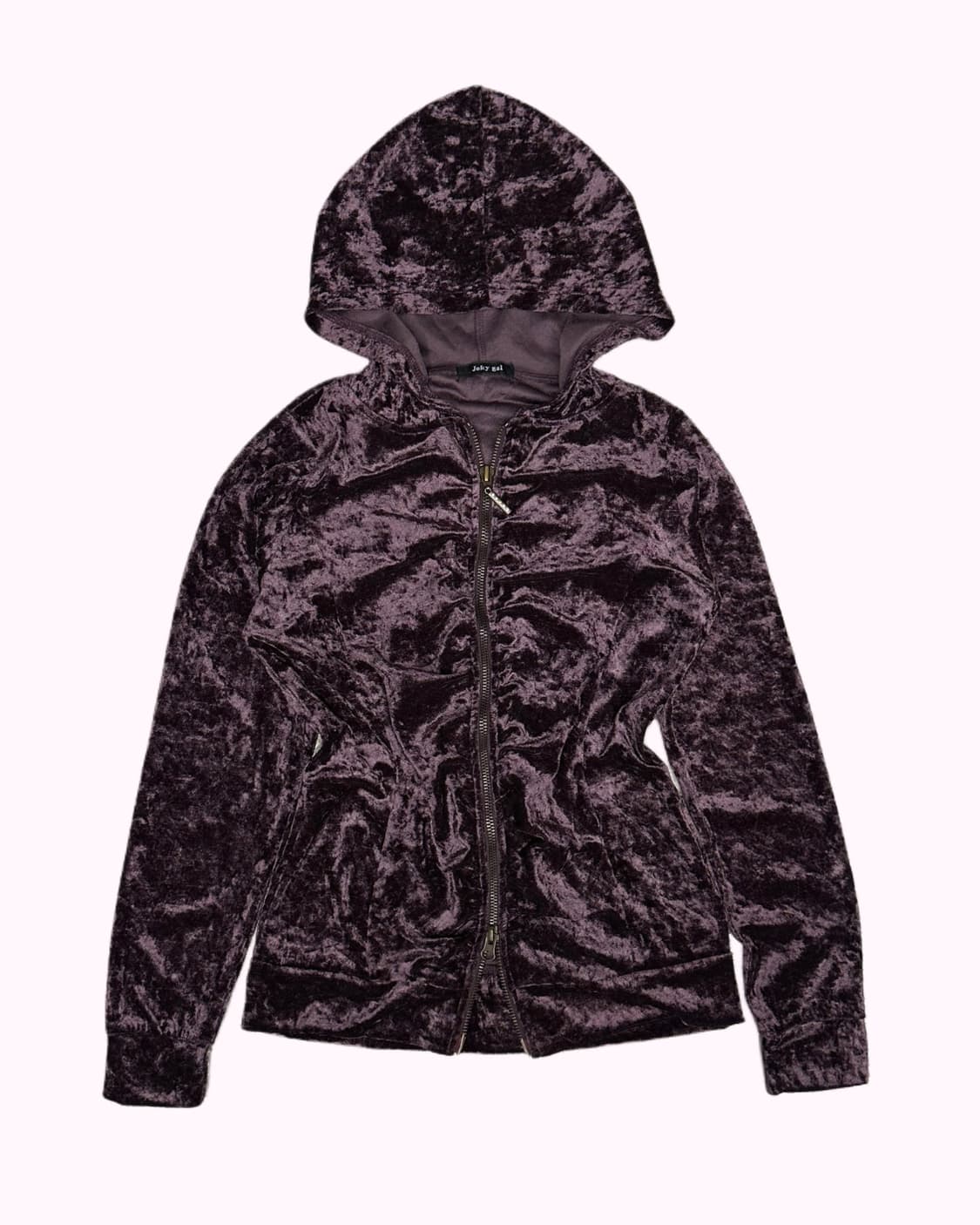 JOKY GAL purple velvet shirring hood zip 상품이미지2