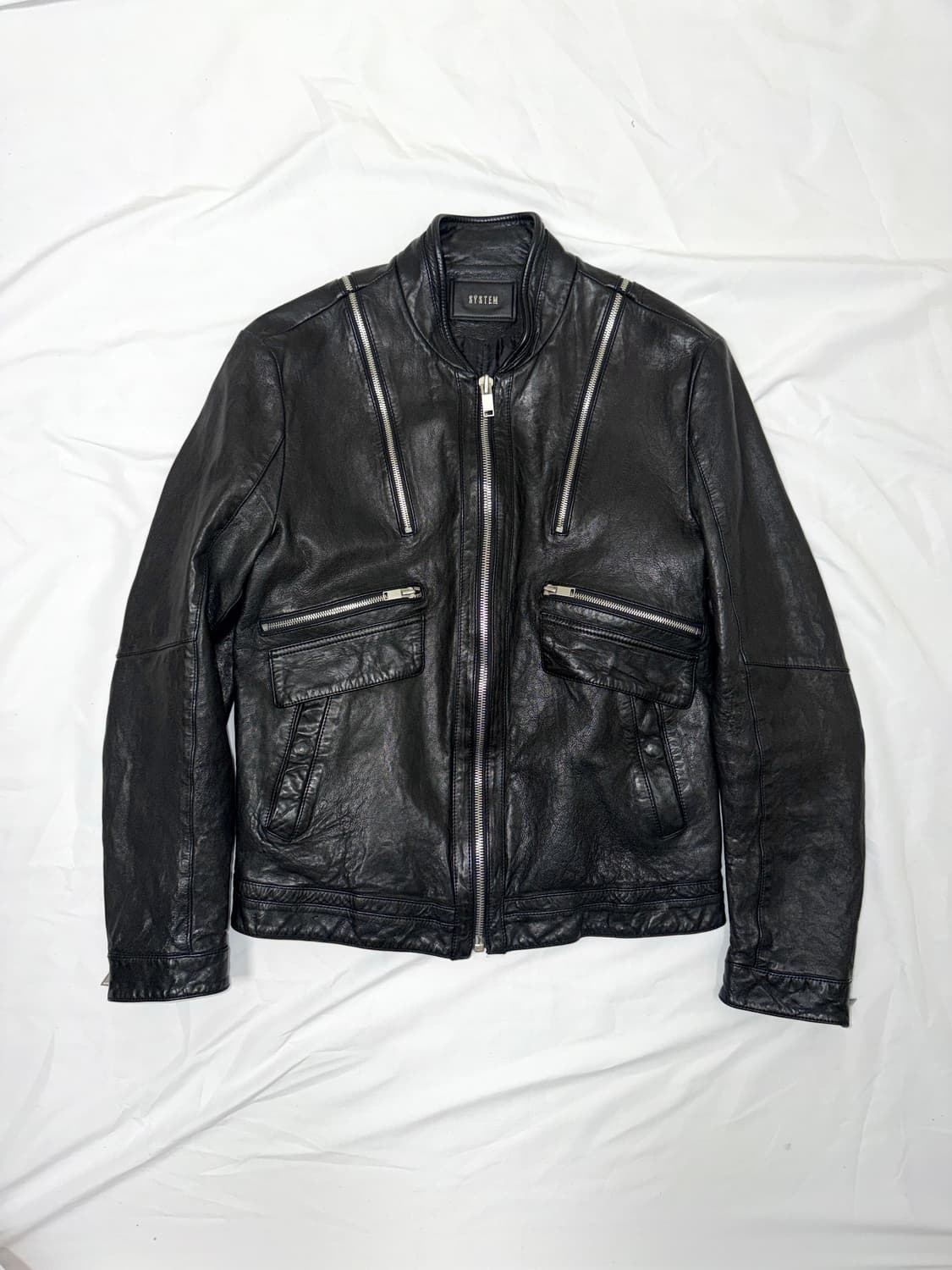 시스템 멀티 지퍼 레더 블루종 상품이미지4