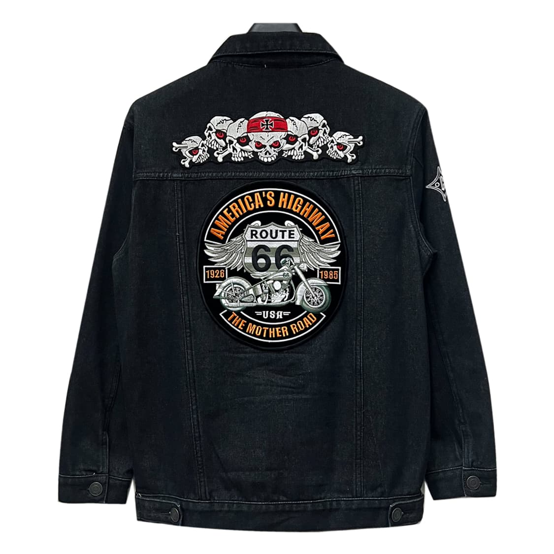 VTG 빈티지 커스텀 모토사이클 패치 흑청 트러커 자켓 L 상품이미지3