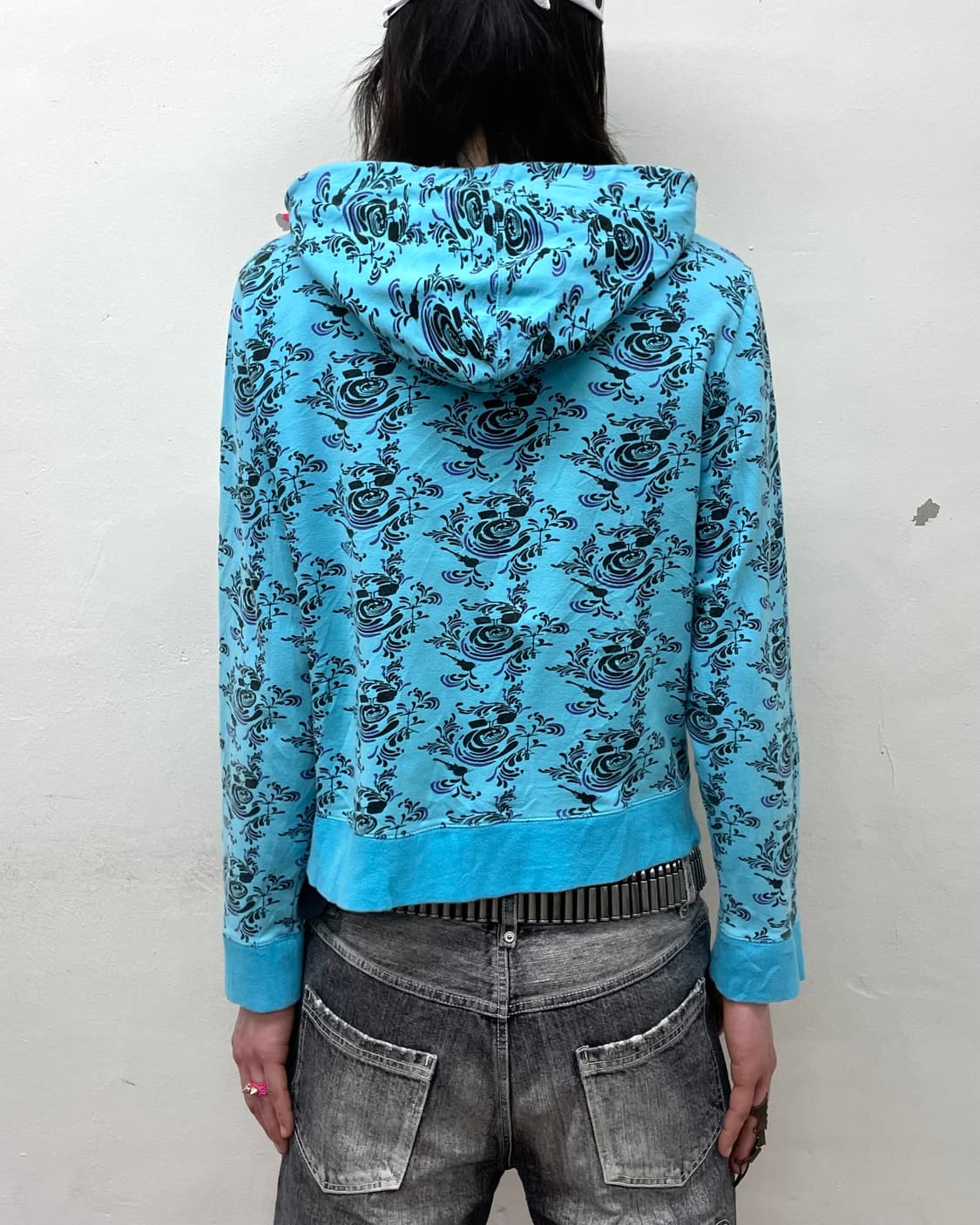 Flower crop blue zip-up hood 상품이미지2