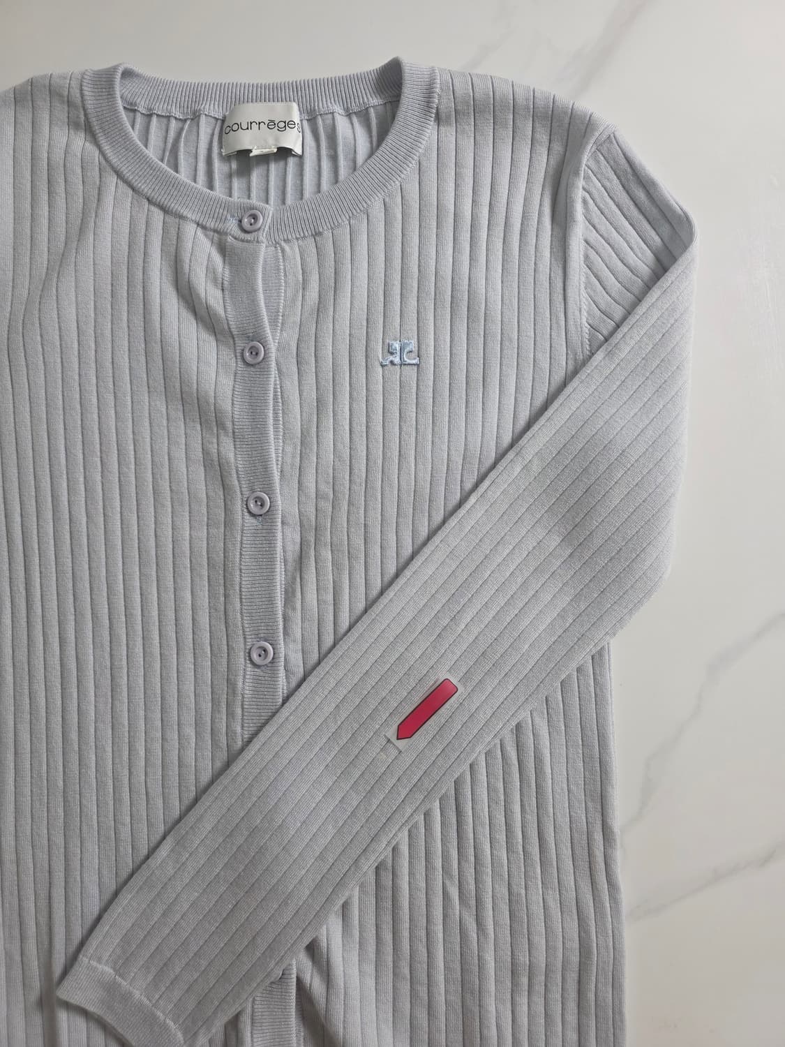 Courrèges / 소라색 골지 가디건 상품이미지5