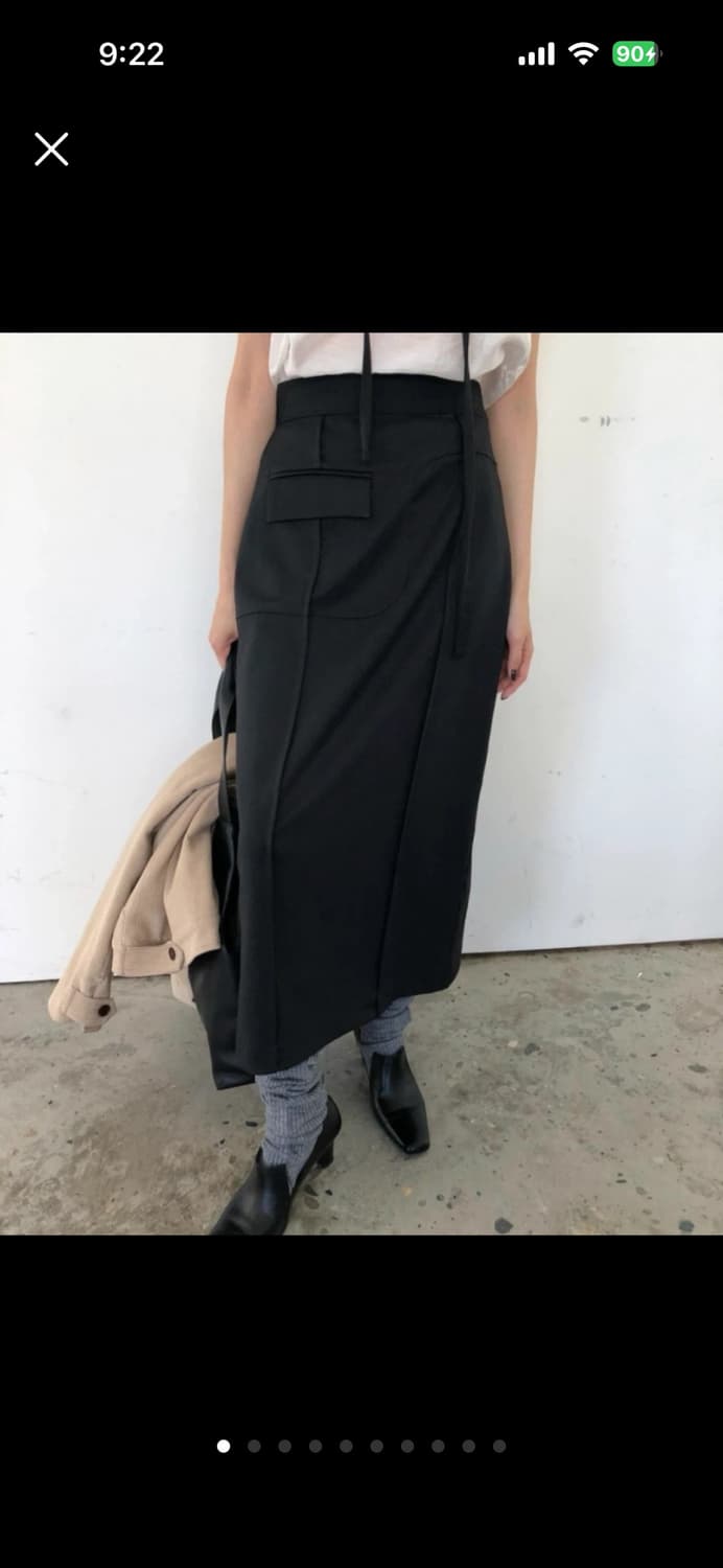 브리드 포켓 스트랩 울 스커트 차콜 S 상품이미지1