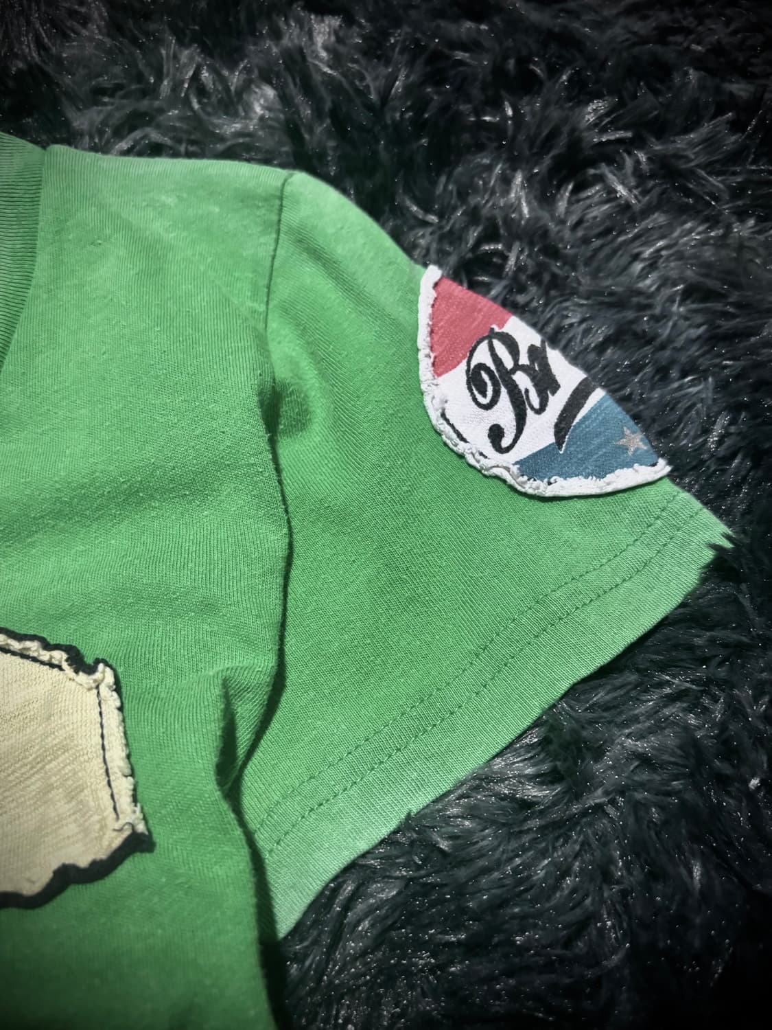 DIG DEEP 그린컬러 아이보리 레터링 자수 반팔 T 상품이미지4