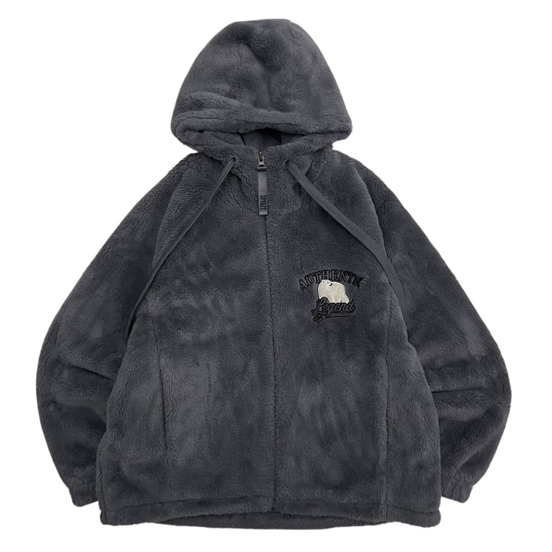 지프 곰돌이 패치로고 차콜 후리스 후드집업 S 상품이미지5
