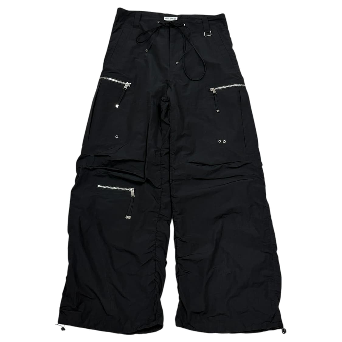나체 퍼커링 카고 트랙 스트링 팬츠 블랙 상품이미지1