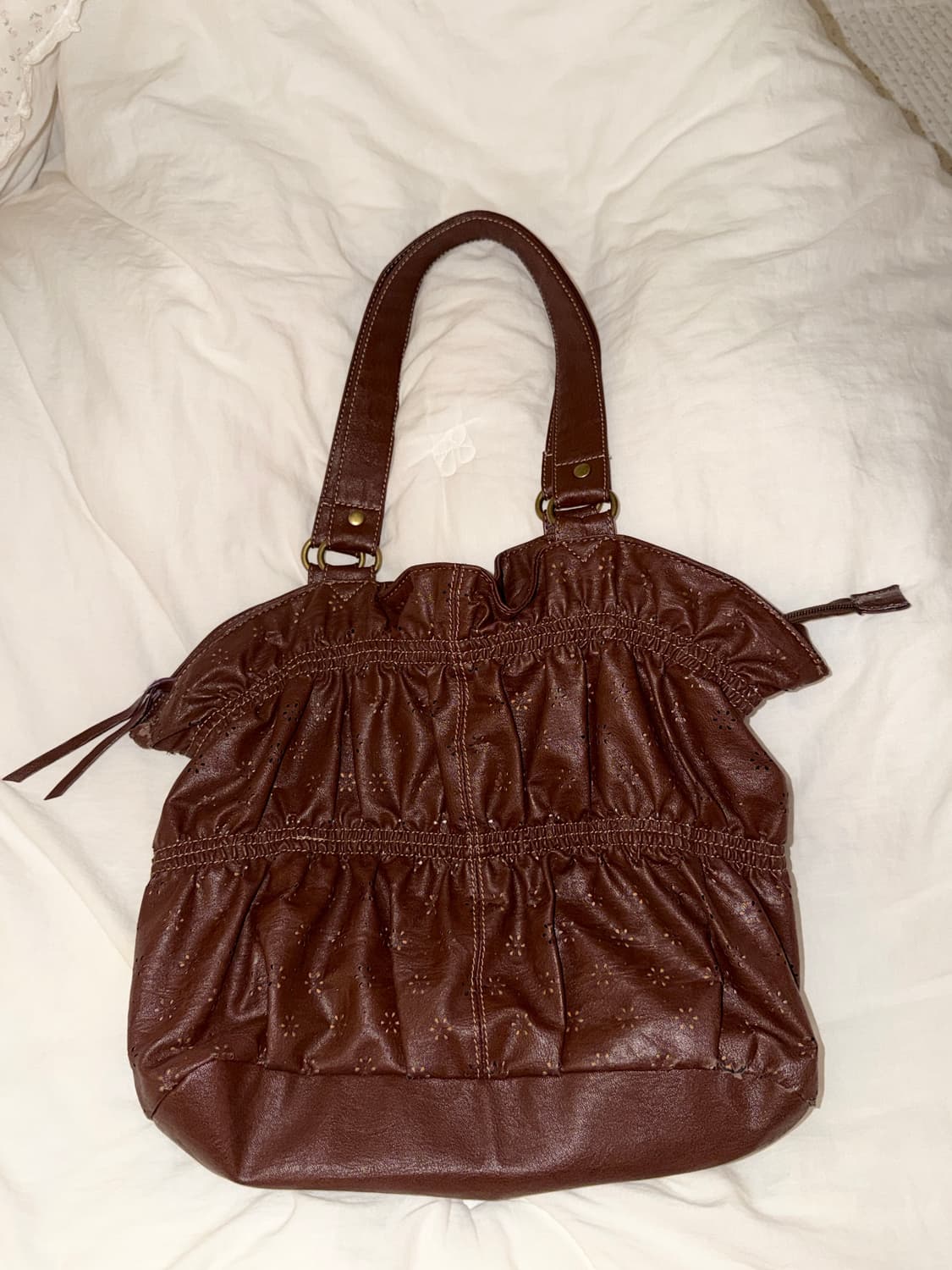 오리엔탈 그런지페어리 브라운 레더 셔링 숄더백 모리걸 하구미 보헤미안 상품이미지6