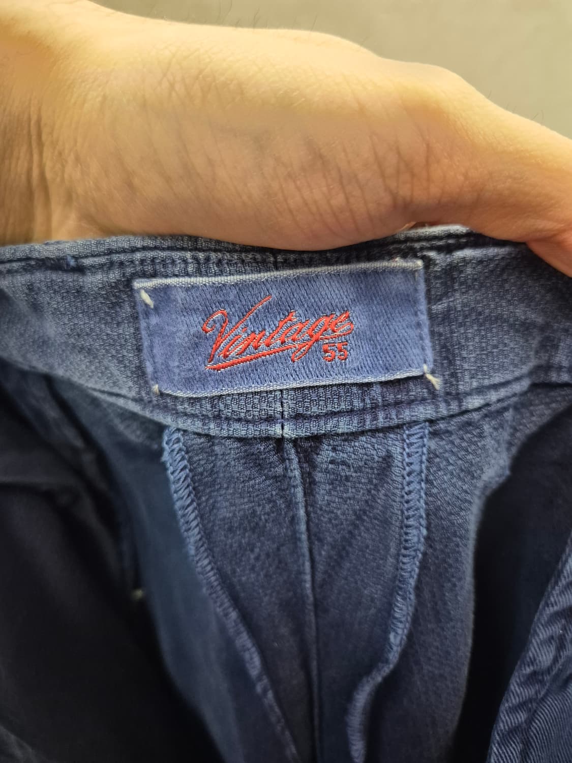 빈티지 55 카롯핏 네이비 반바지 34 상품이미지4