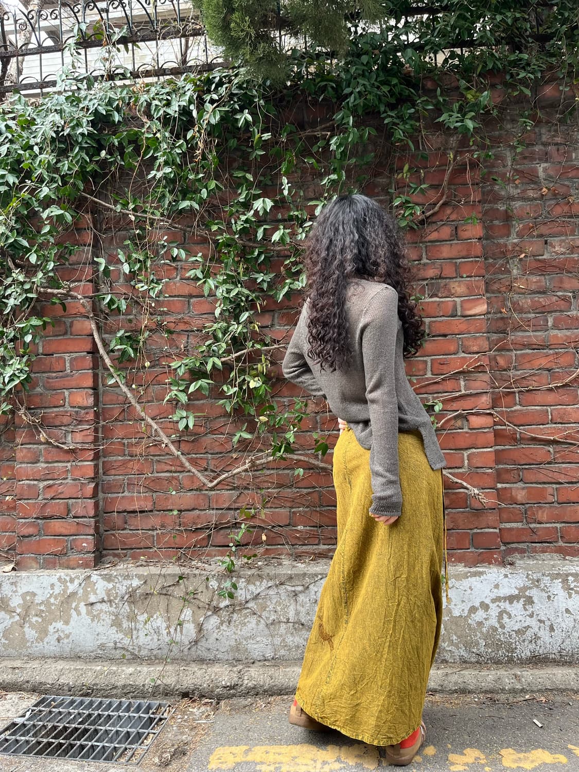 워싱 포인트 페이즐리 자수 랩 스커트 상품이미지8