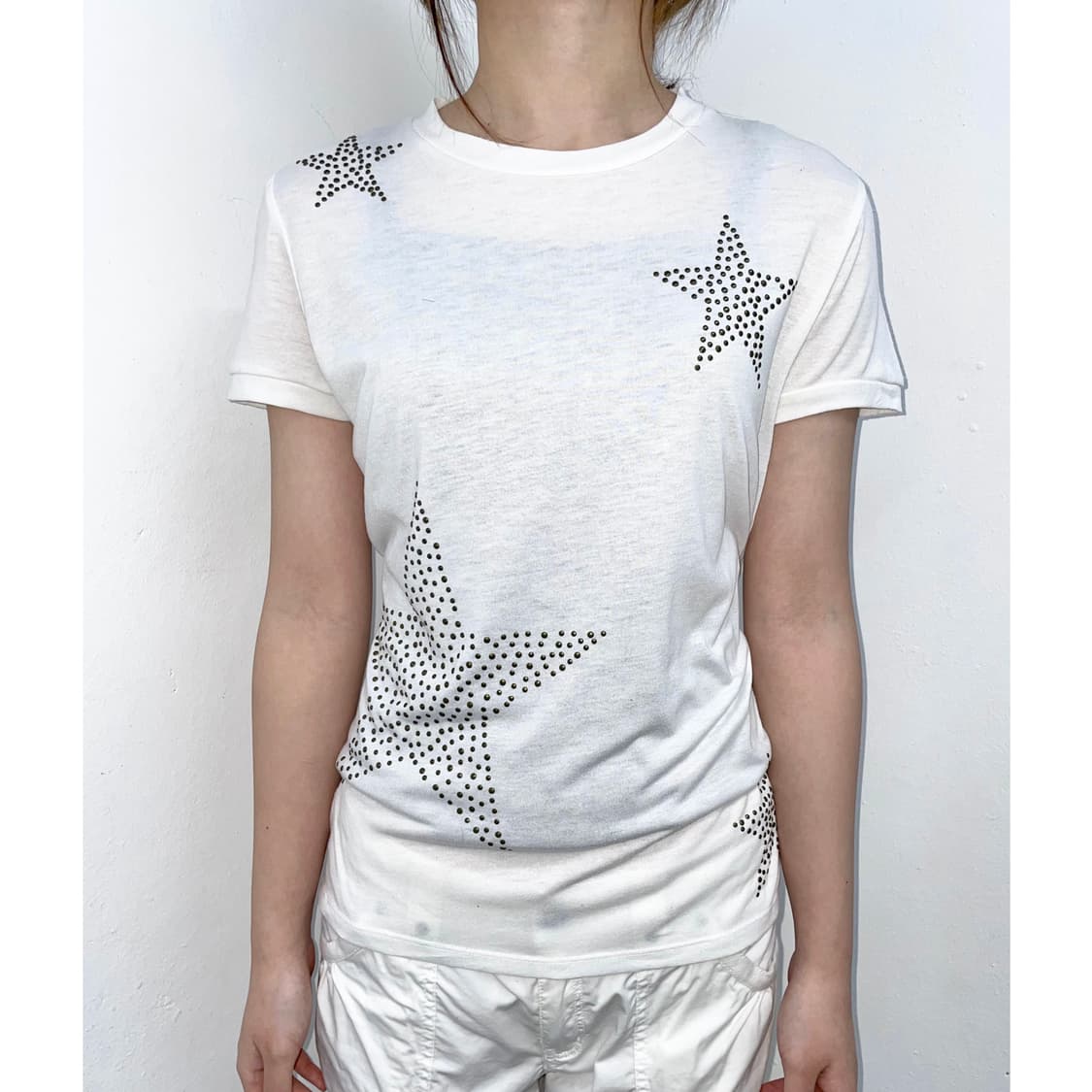 y2k 화이트 스타 스터드 탑 상품이미지1