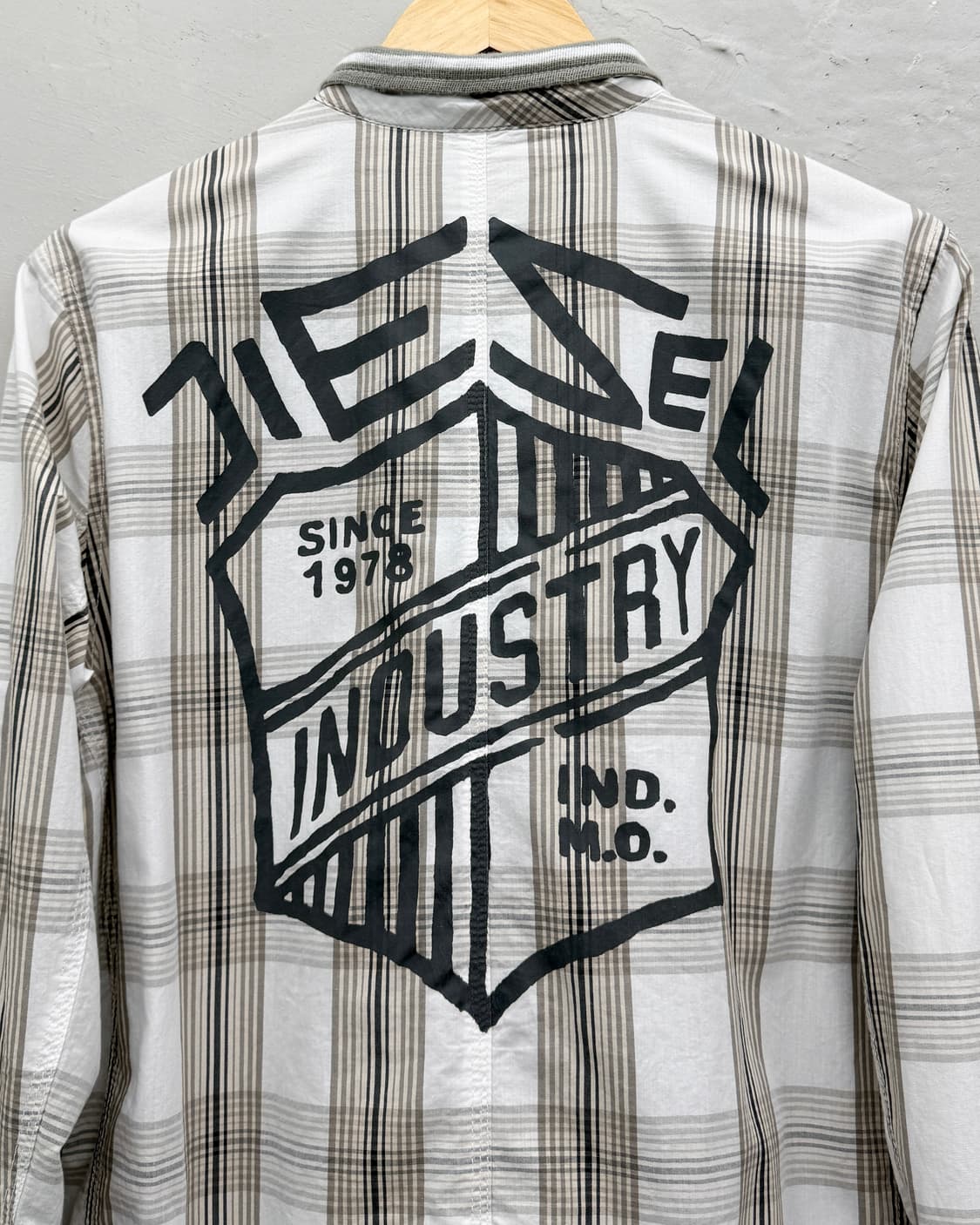 디젤 00s 백 그래픽 하이넥 체크 자켓 상품이미지2