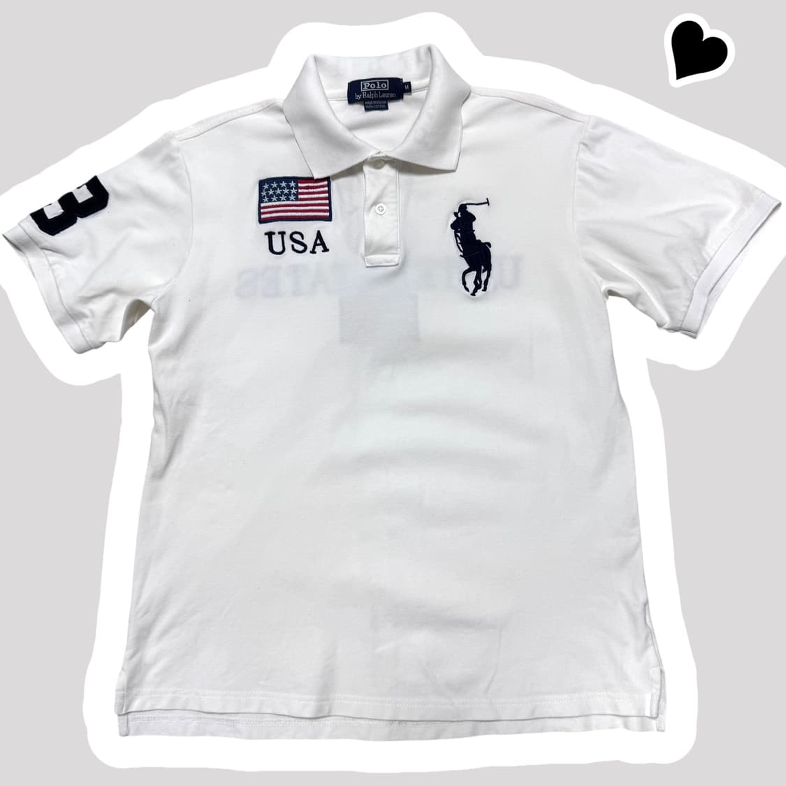 폴로 랄프로렌 치프키프 USA 성조기 빅포니 화이트 반팔카라티 상품이미지1