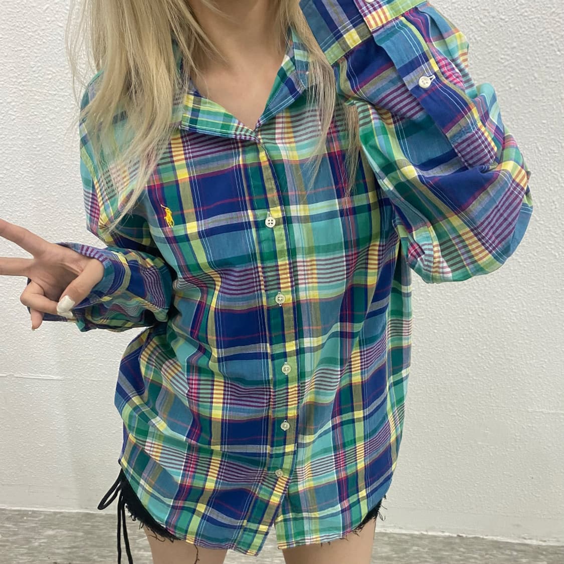 폴로 랄프로렌 옐로우포니 체크셔츠 L 상품이미지5