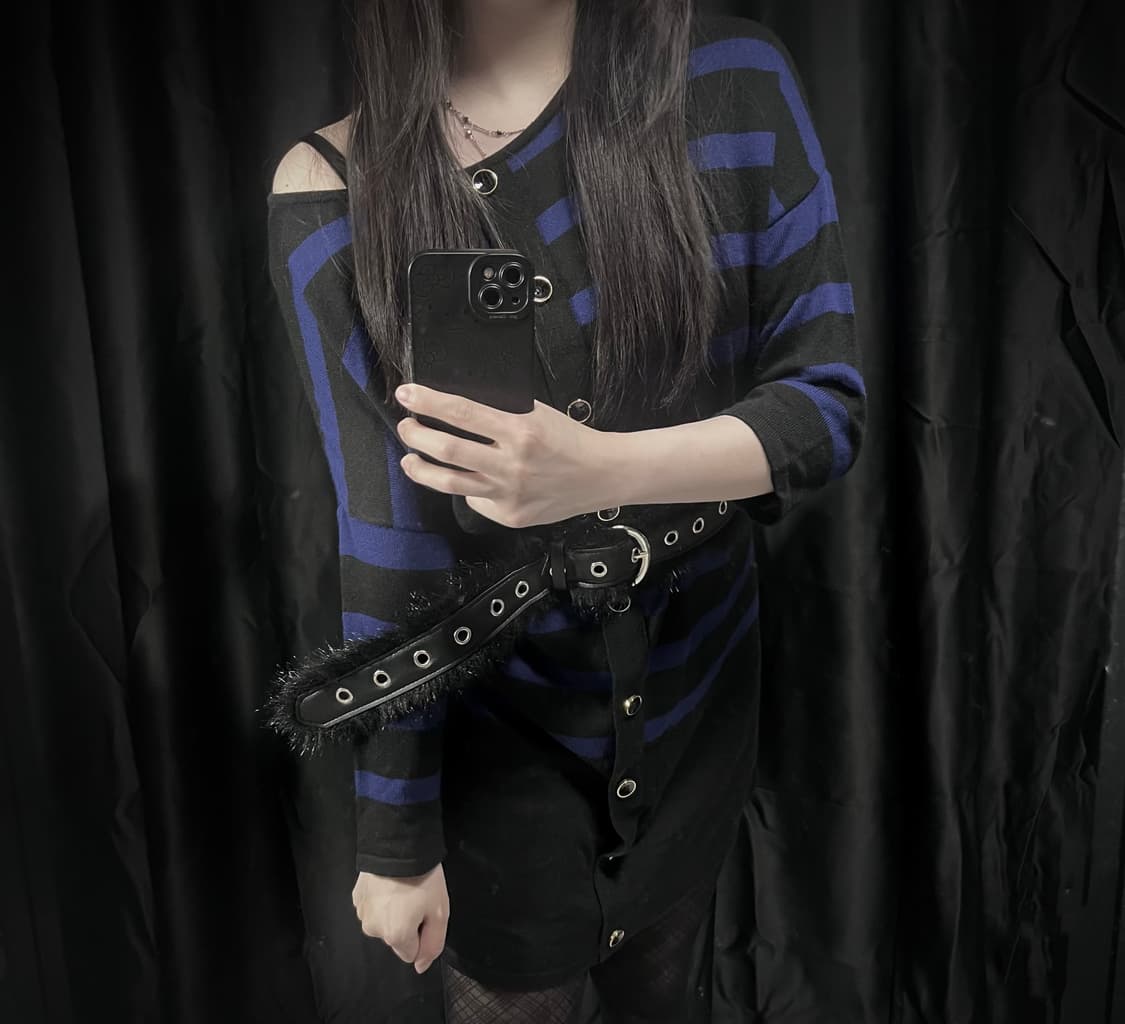 Boogie 오네갸루 블루 스트라이프 니트 원피스 상품이미지1