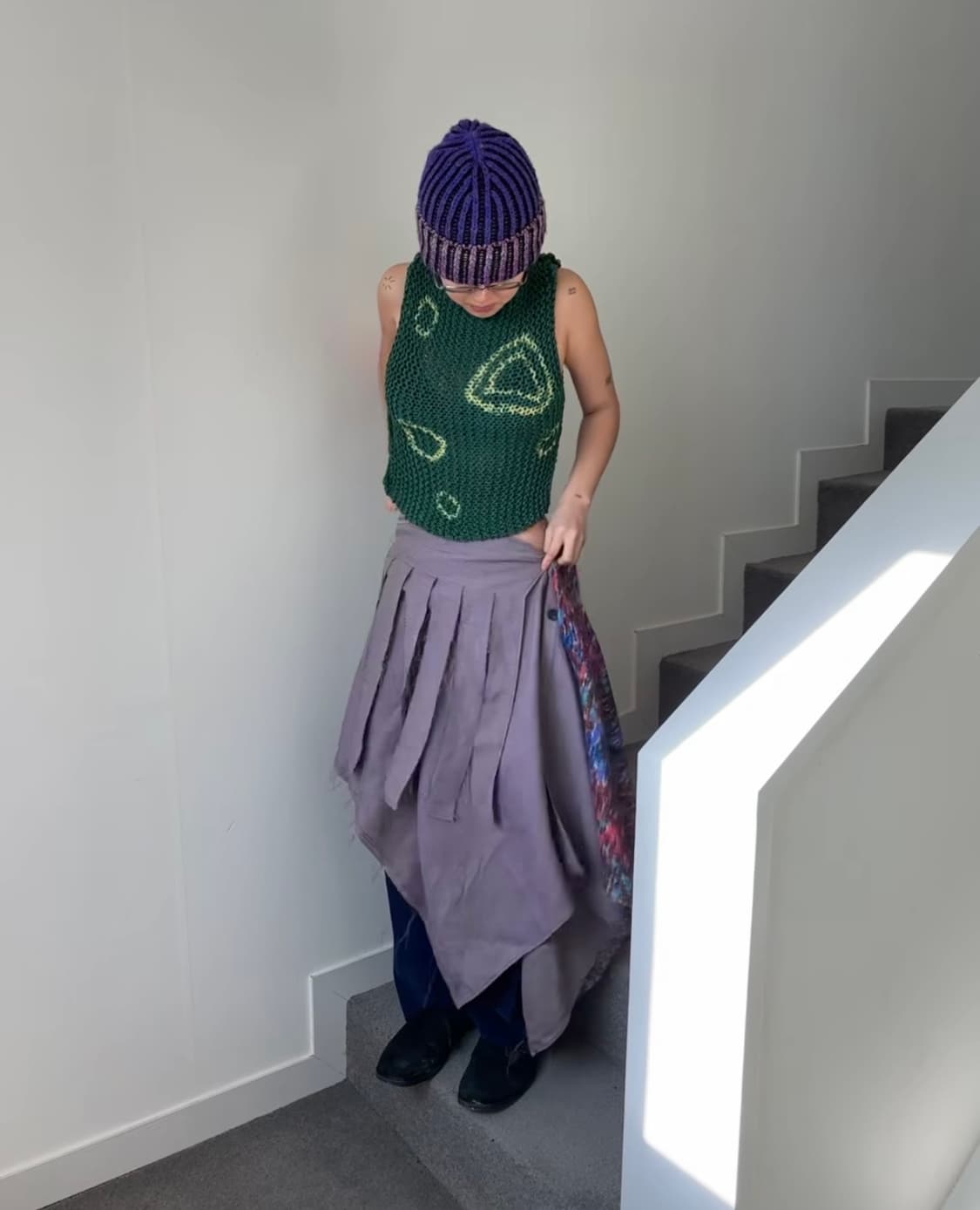 0tape 프린지 버튼 스커트 상품이미지3