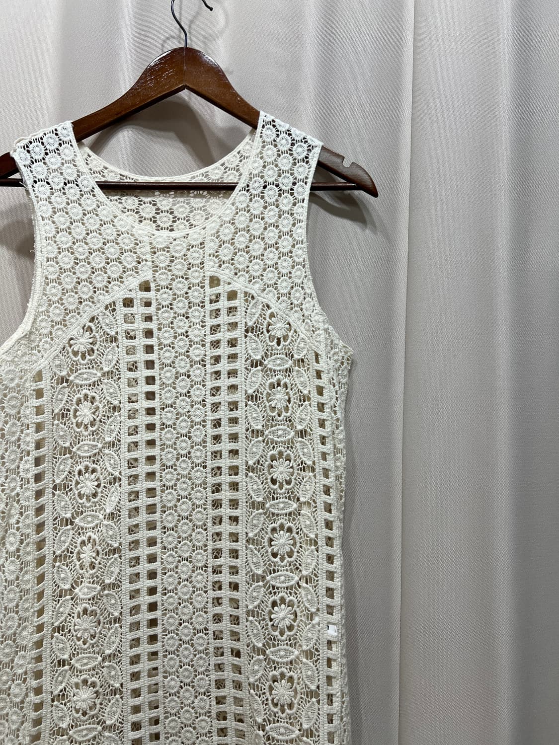 빈티지 여성 그물 니트 롱 베스트 상품이미지3