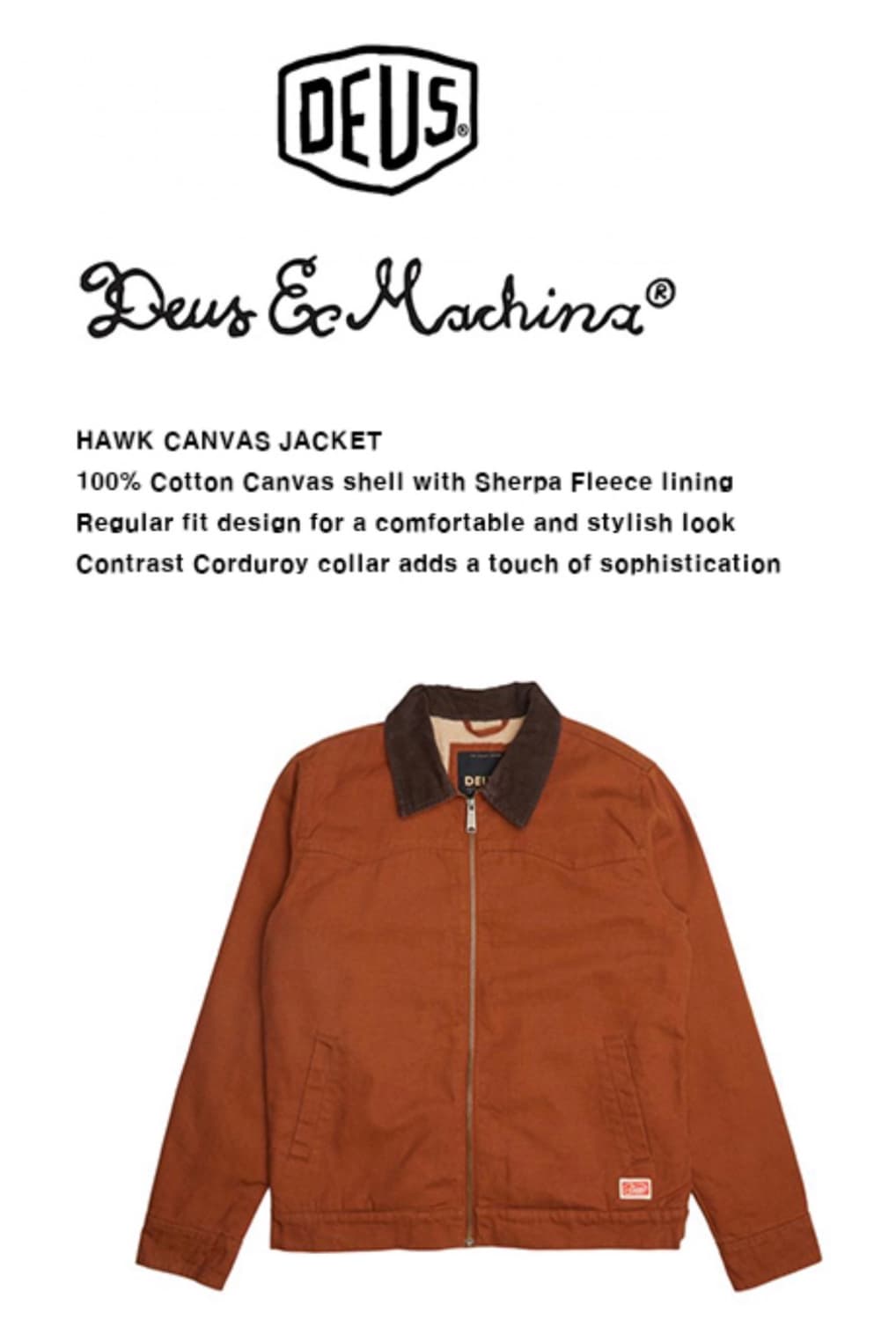 데우스 호크 캔버스 자켓 (L) 상품이미지1