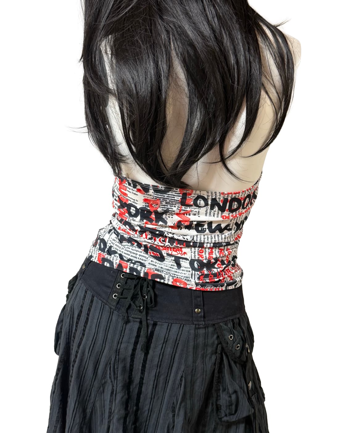 Vintage lettering y2k halter neck top 상품이미지3
