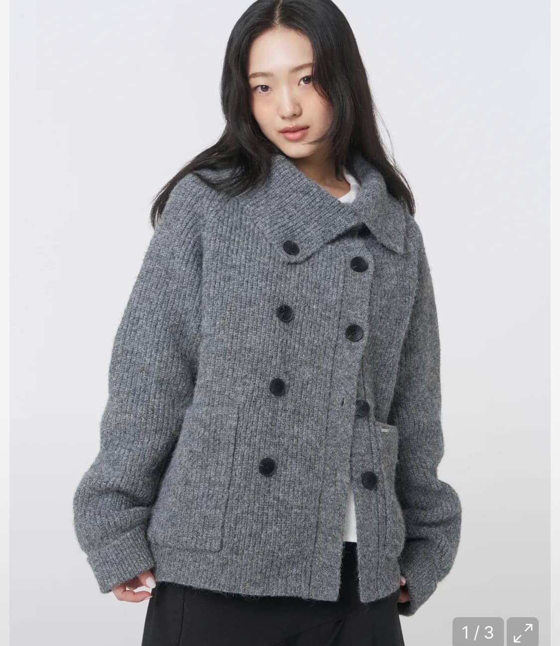 미세키서울 더블버튼 볼드니트 그레이 상품이미지1