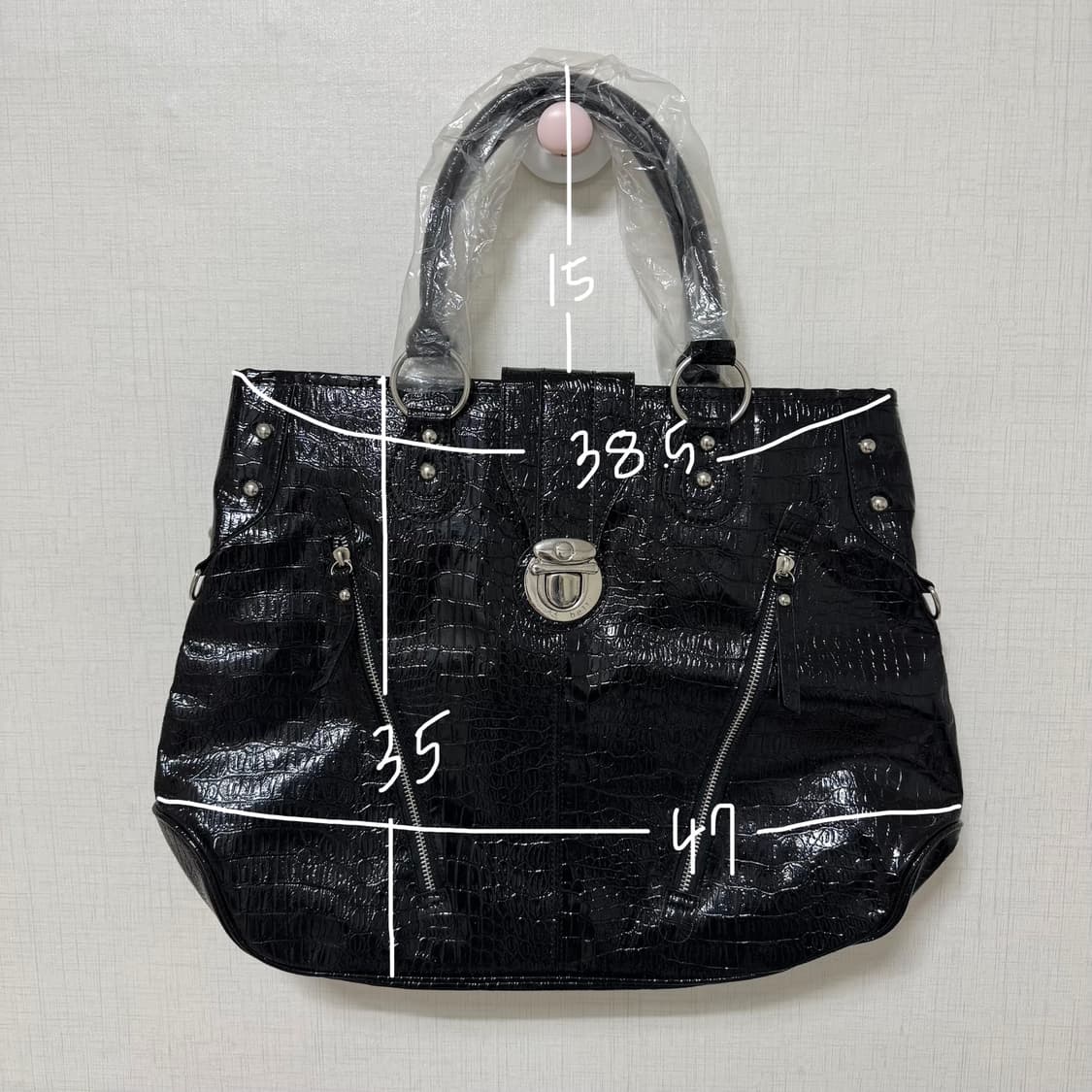 새상품 블랙 크로커다일 빅 토트백 가방 베스티벨리 숄더백 빈티지 갸루 상품이미지9