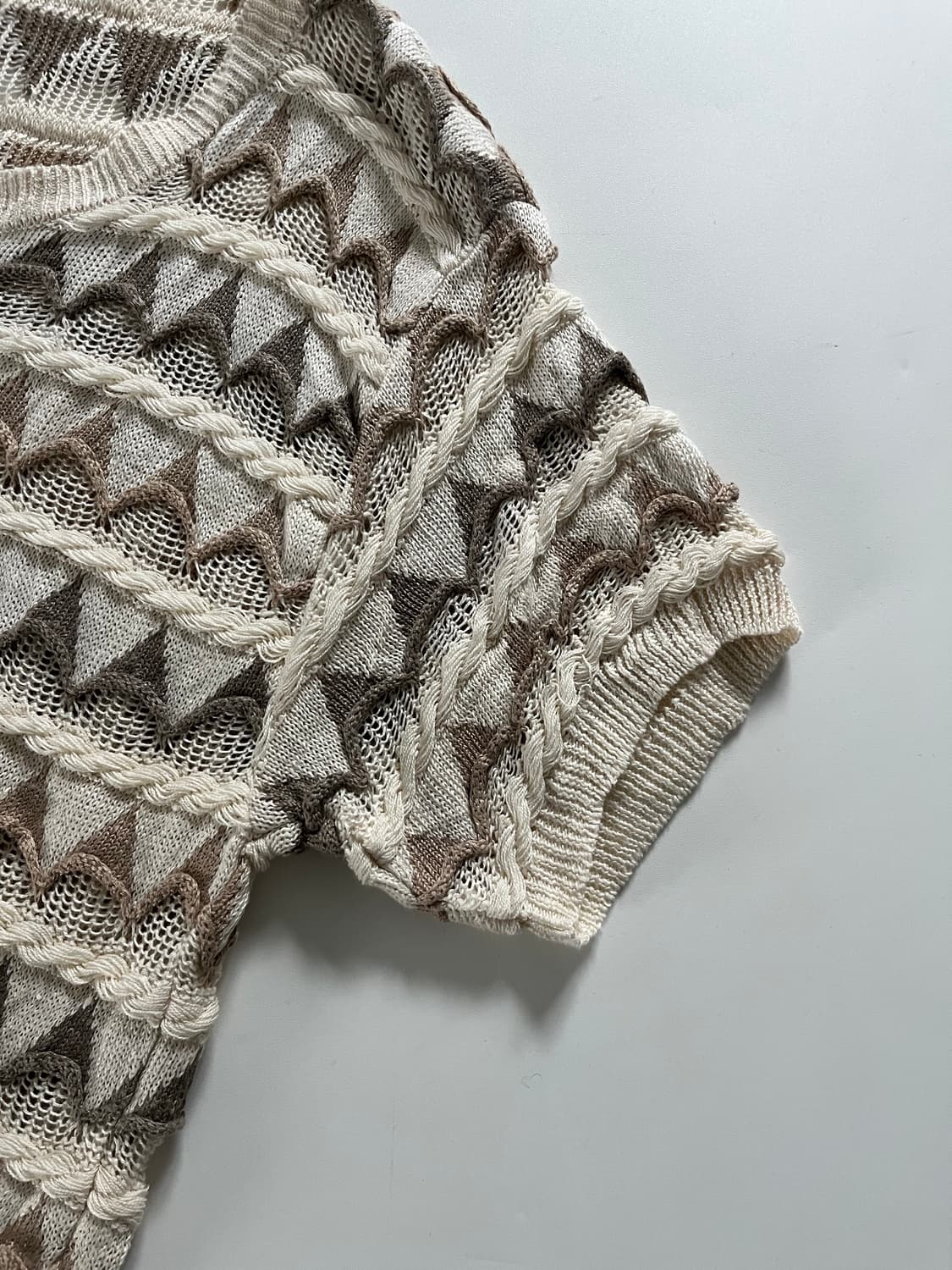 Issey Miyake 이세이미야케 90’s 베이지 로프 린넨 반팔 니트 상품이미지8