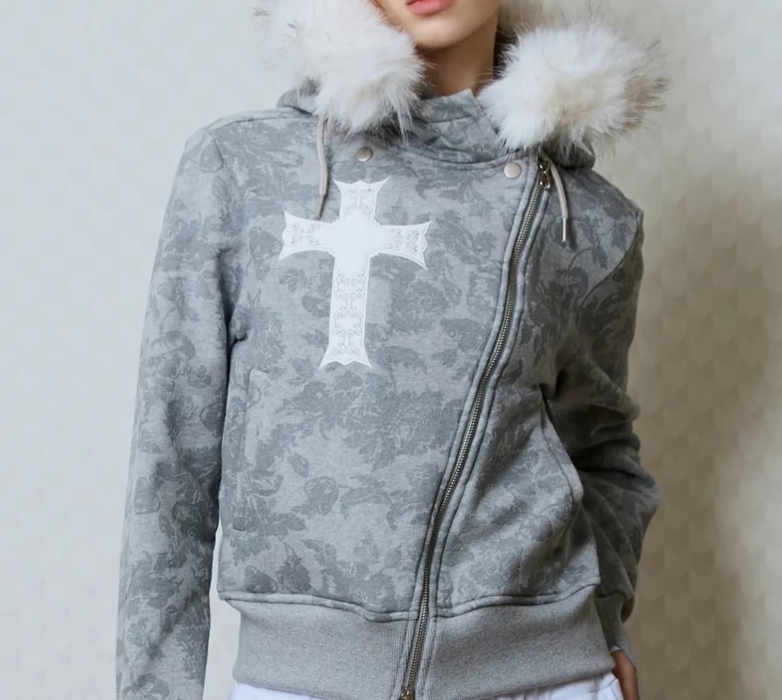 러브이 트루 후드 집업 그레이 상품이미지1