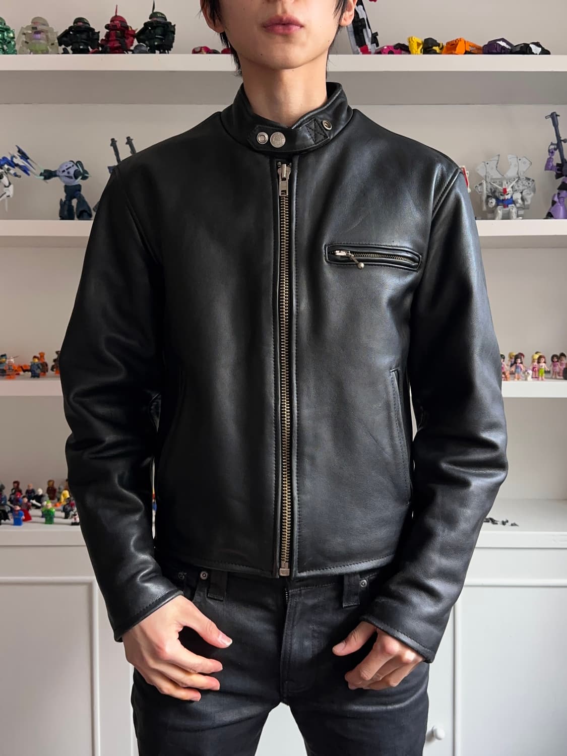 Blue Cross 카우 하이드 레더 바이커 자켓 상품이미지3