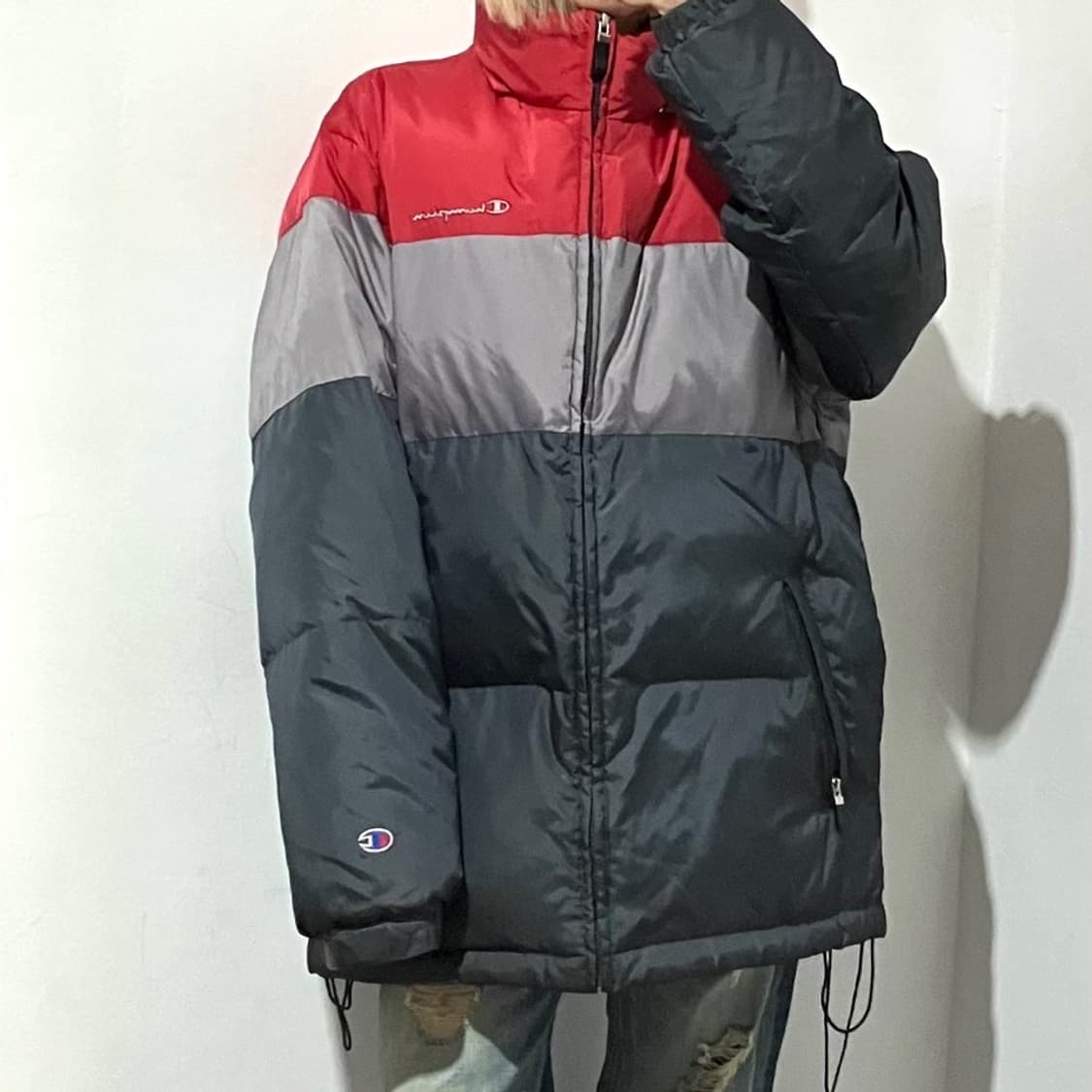 챔피온 올드스쿨 배색 덕다운 패딩 상품이미지1