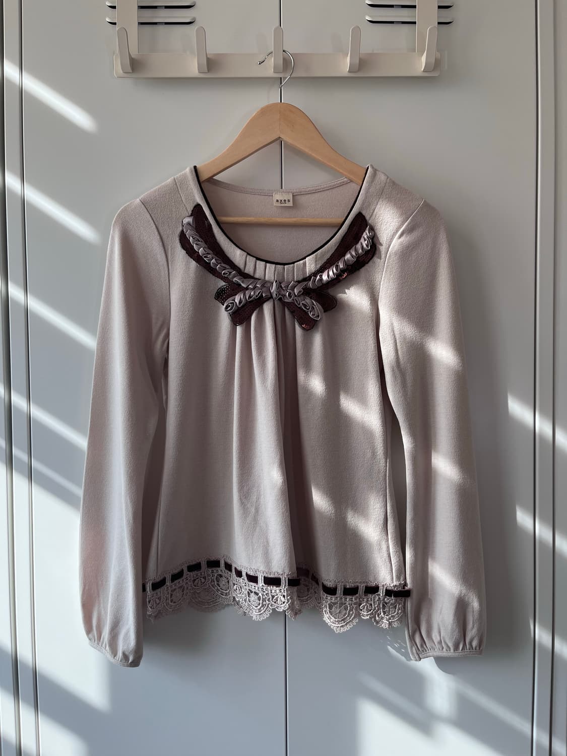 Axes femme 스팽글 리본 레이스 롱 슬리브 상품이미지2