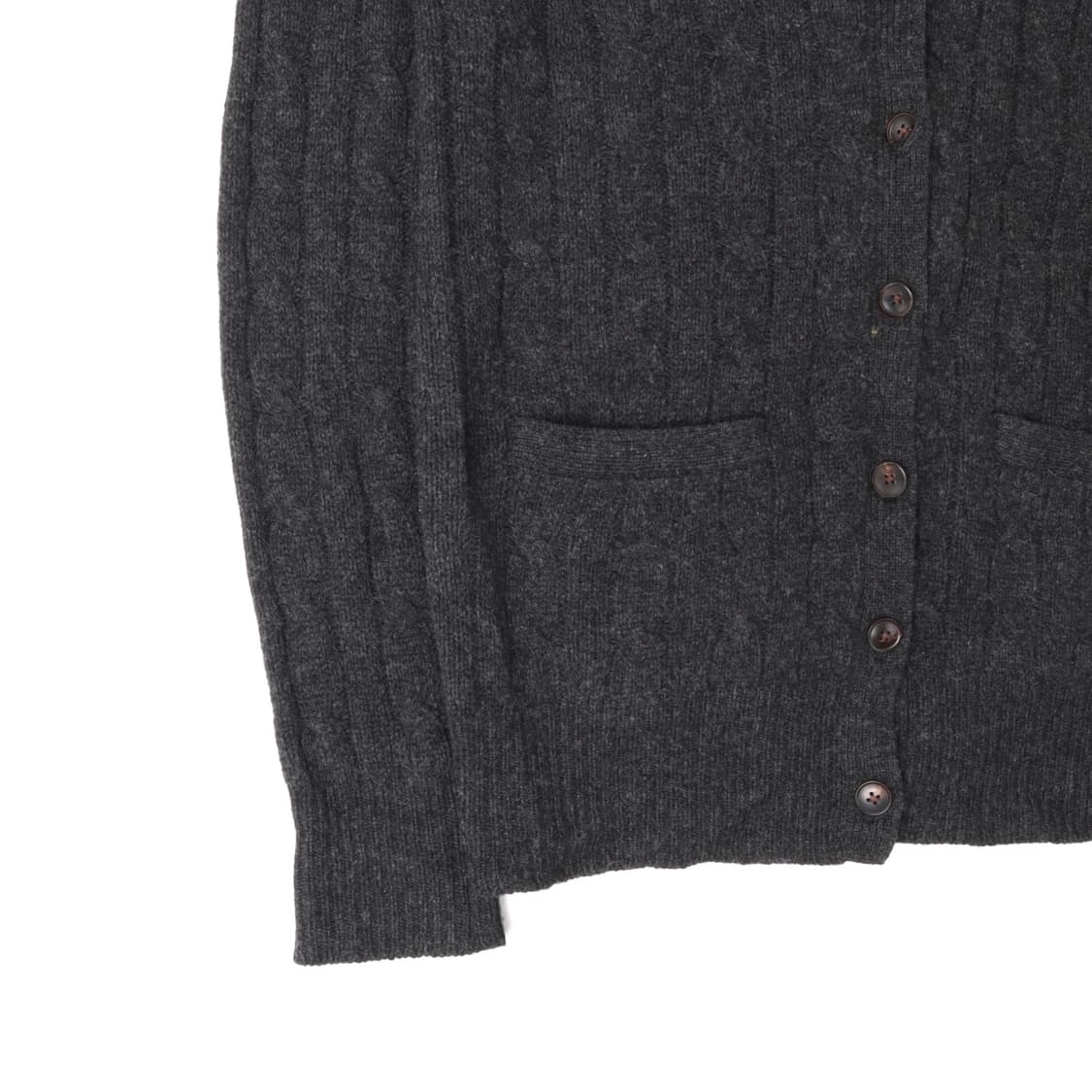 랄프로렌 챠콜 레더패치 울 캐시미어 가디건 상품이미지4