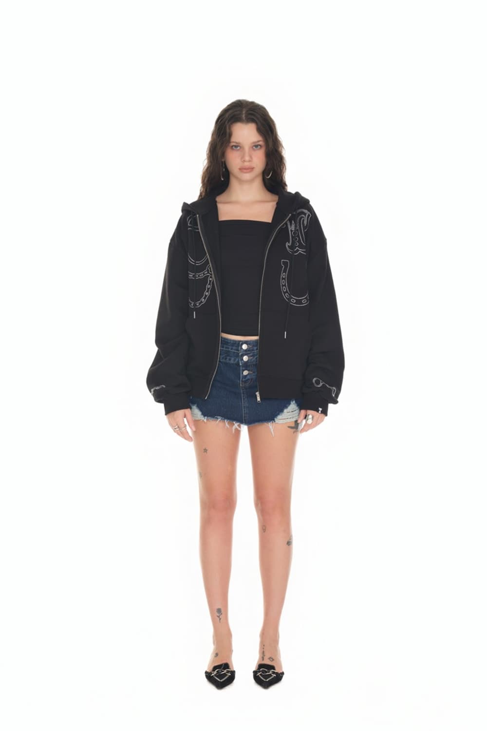 (택O) 투머치택스 웨스턴 핫픽스 후드집업 (블랙) 상품이미지2