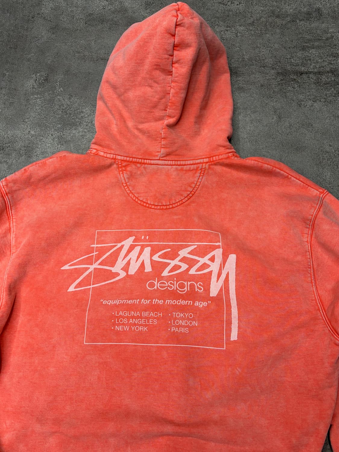 스투시 스펠아웃 워싱 후드티 코랄 상품이미지6