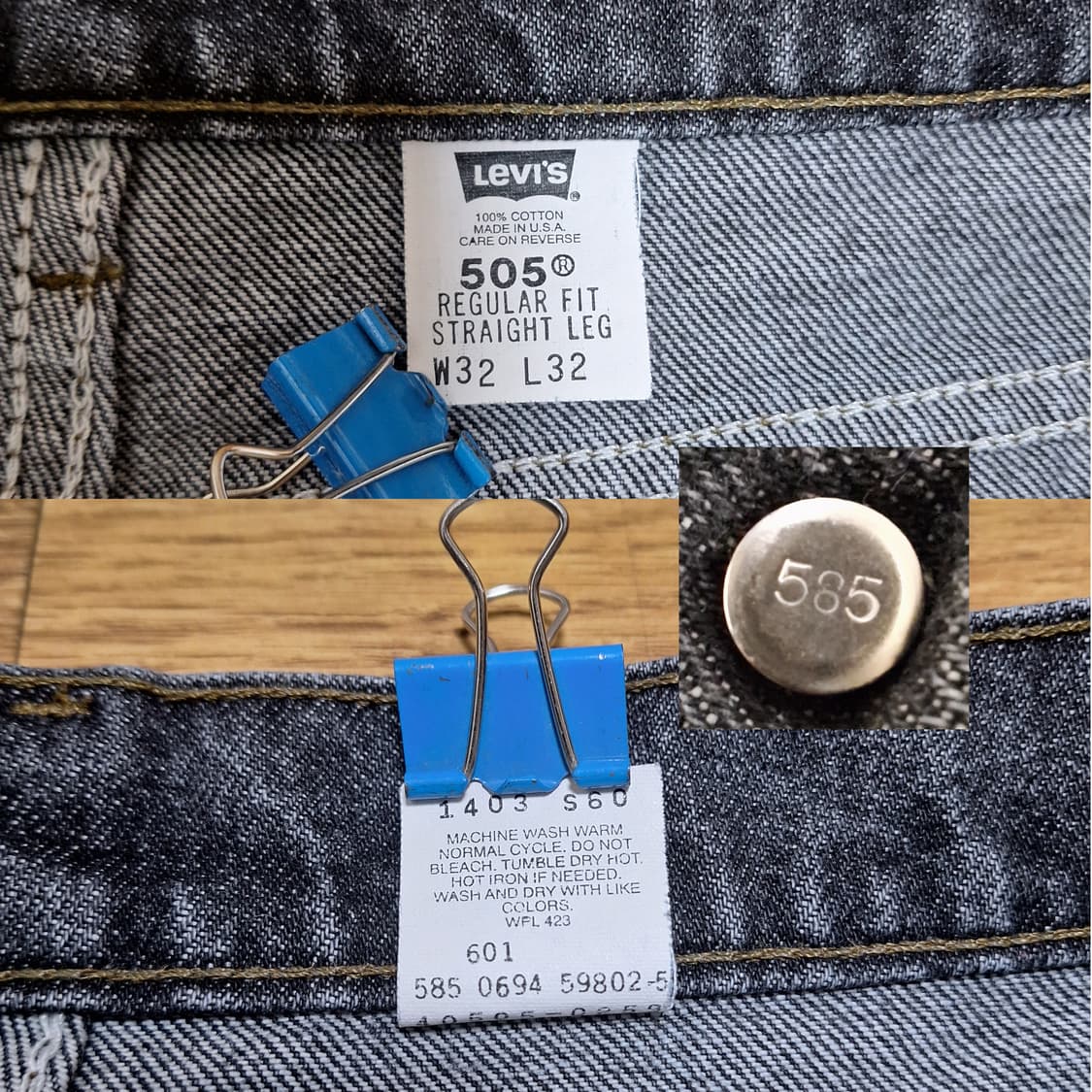 90s 미제 빈티지리바이스 블랙 505 오렌지탭 32X32 상품이미지6