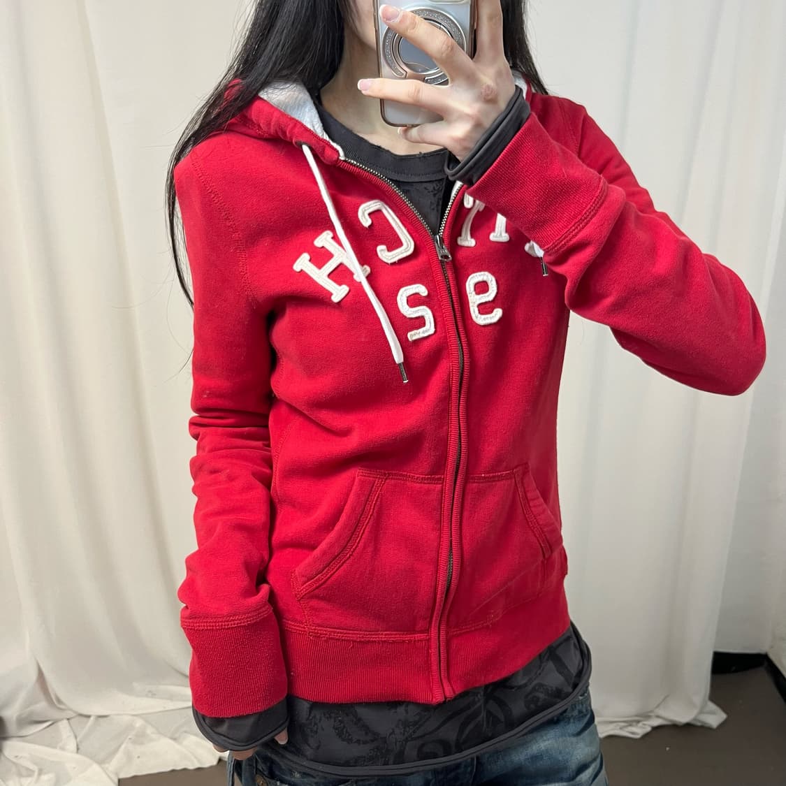 Abercrombie red zip-up hoodie 상품이미지3