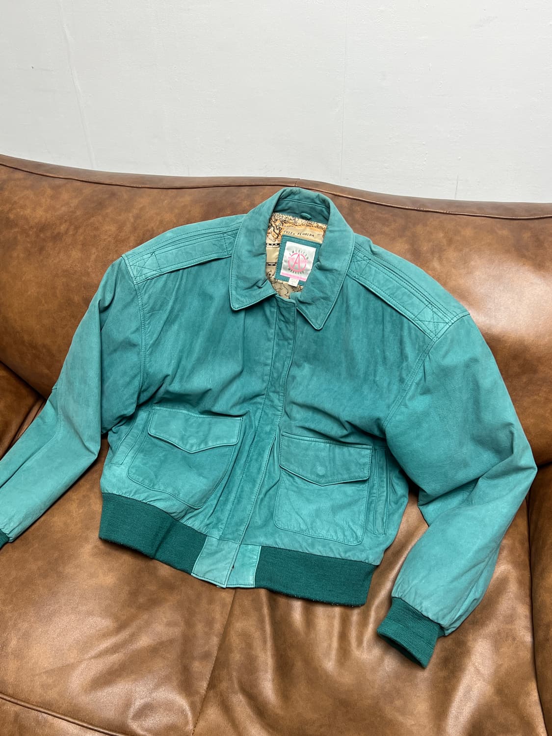 American Weekend 민트 스웨이드 블루종 A2자켓 L 상품이미지6