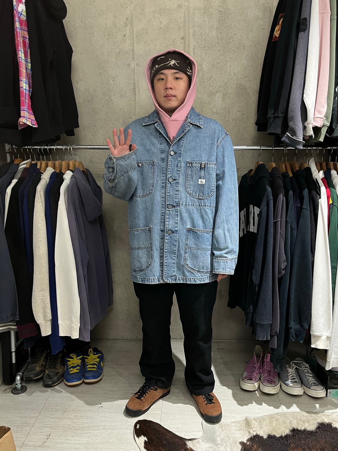 90s USA CALVIN KLEIN DENIM CHORE COAT 상품이미지1