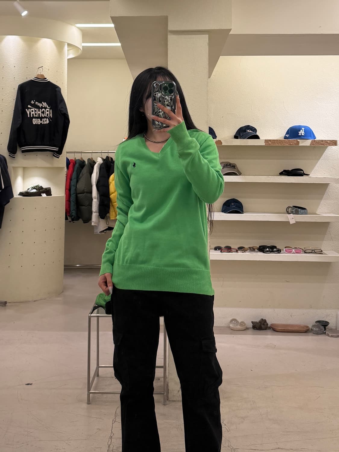 폴로 랄프로렌 포니 브이넥 니트 그린 U1038 상품이미지1