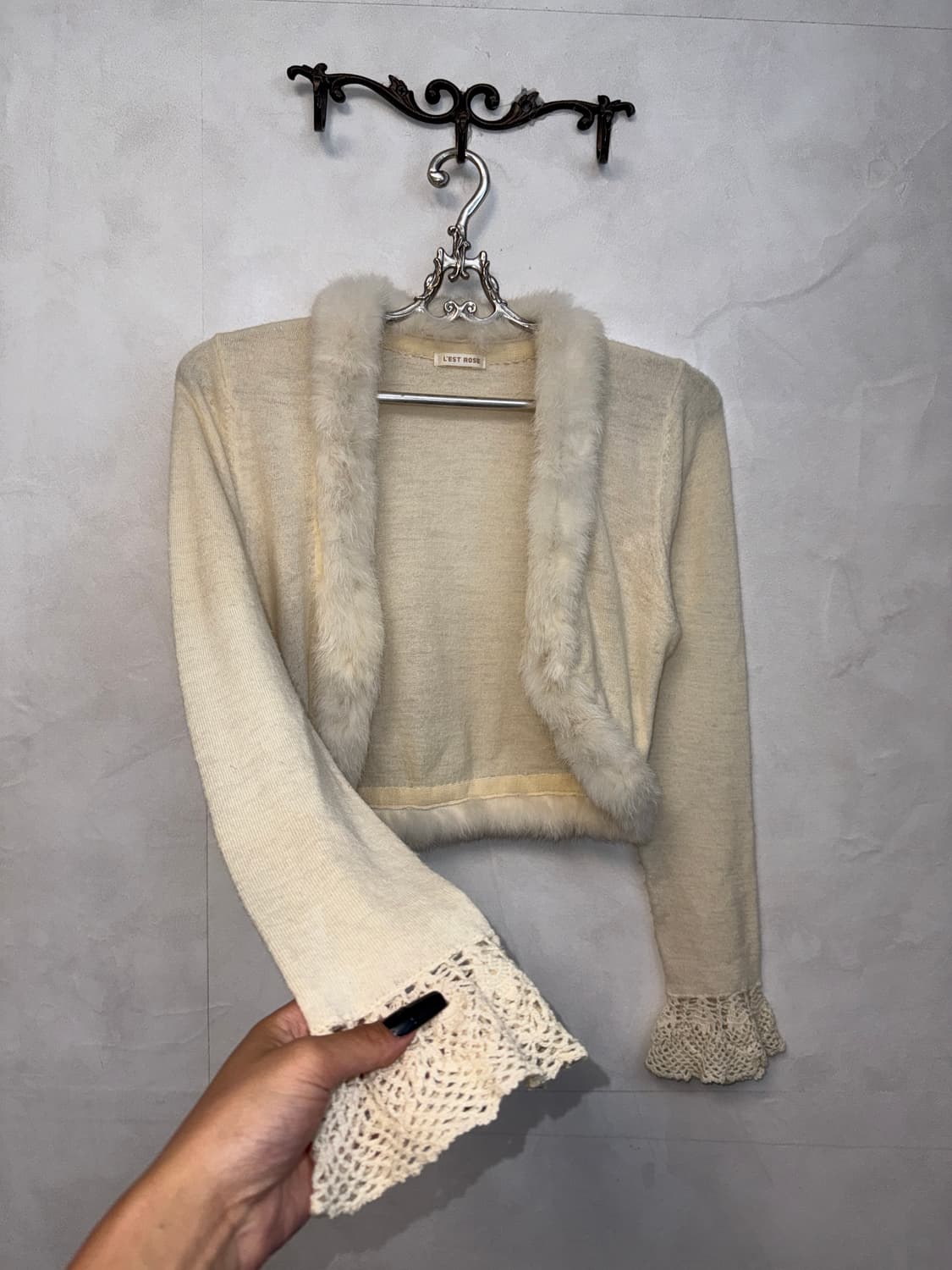 L’est rose wool rabbit fur trimming 볼레로 상품이미지5