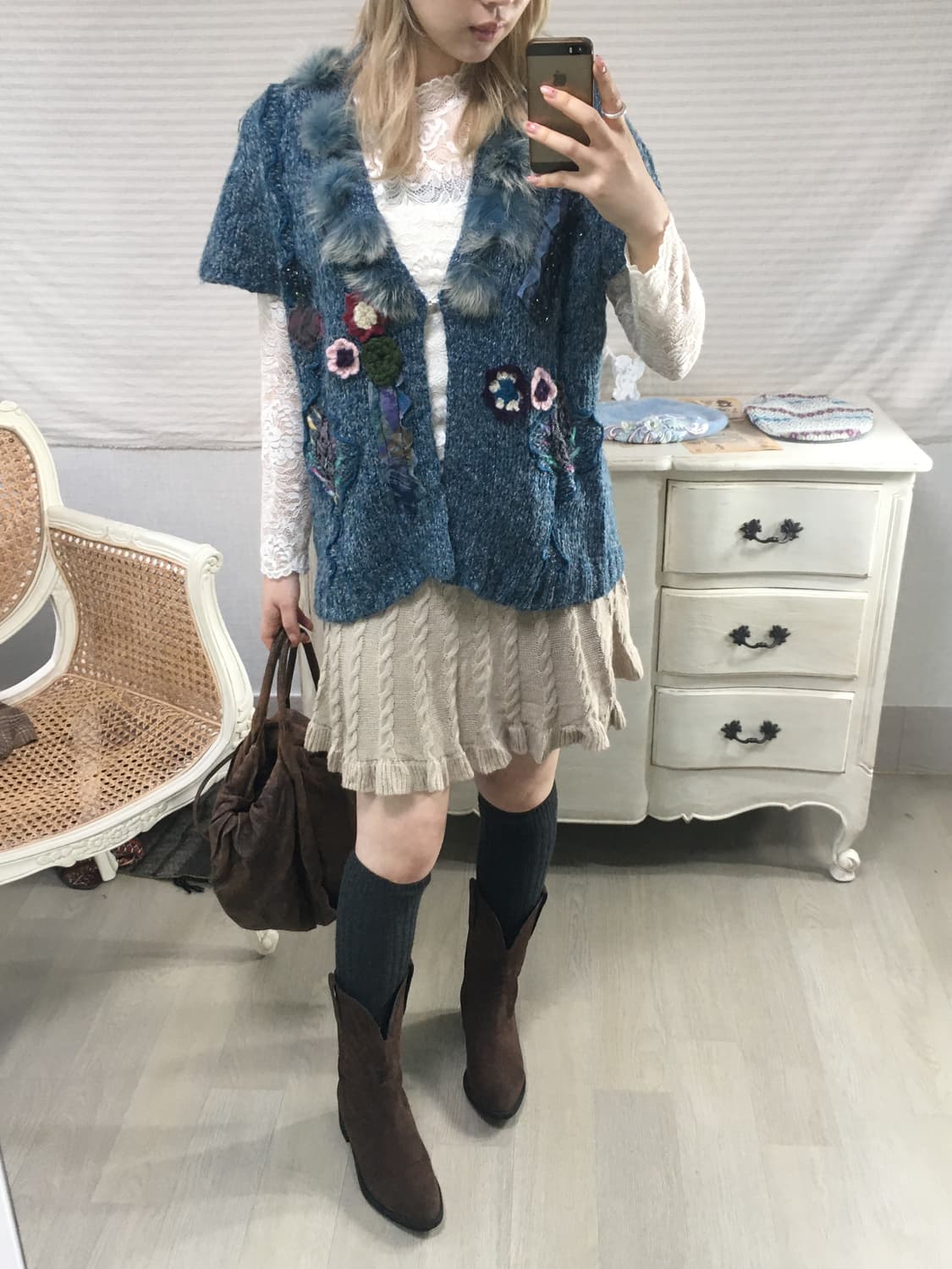 jpn vintage blue patchwork bolero cd 상품이미지2