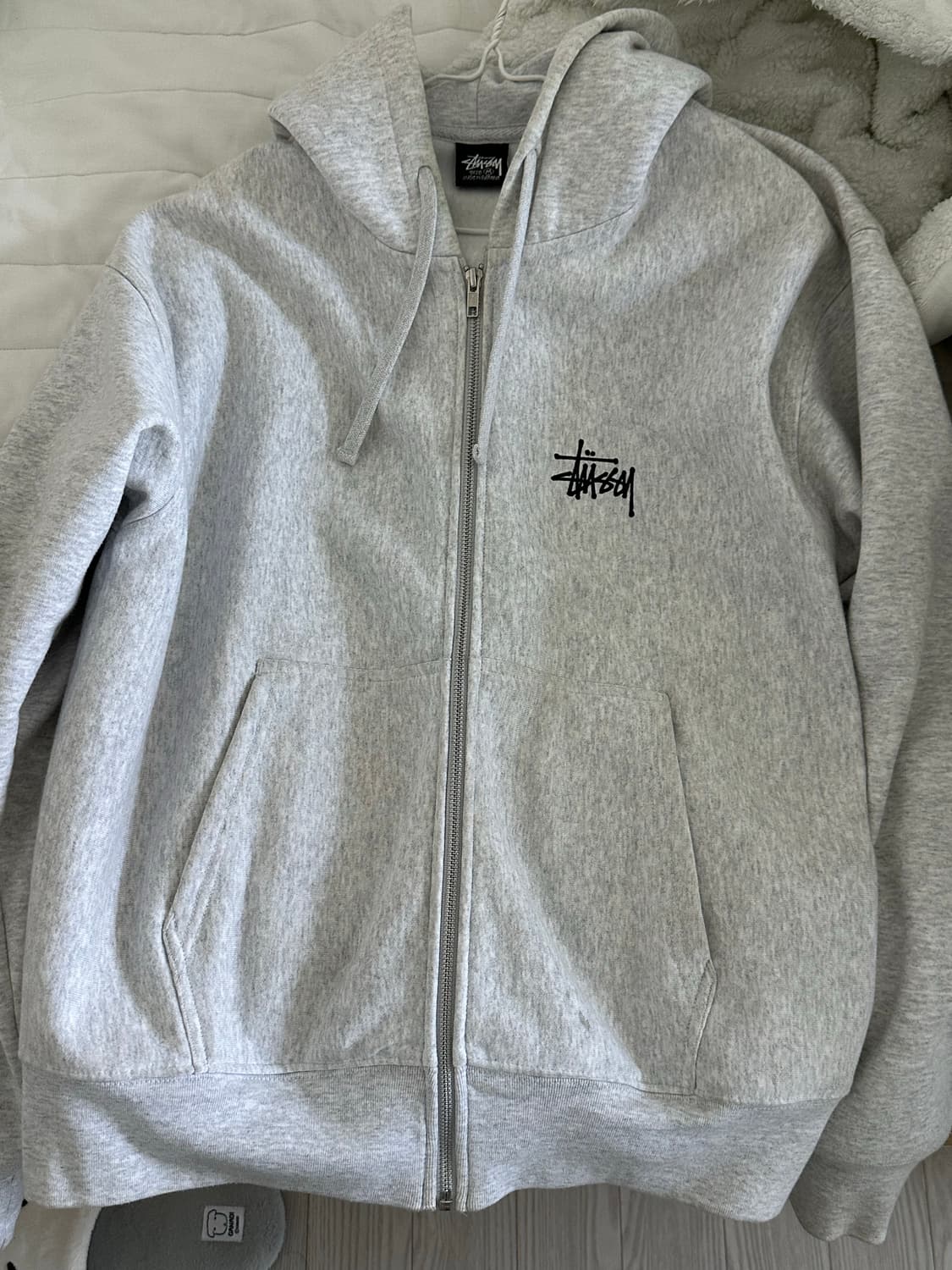 스투시 베이직 스투시 후드집업 애쉬헤더 m 상품이미지1