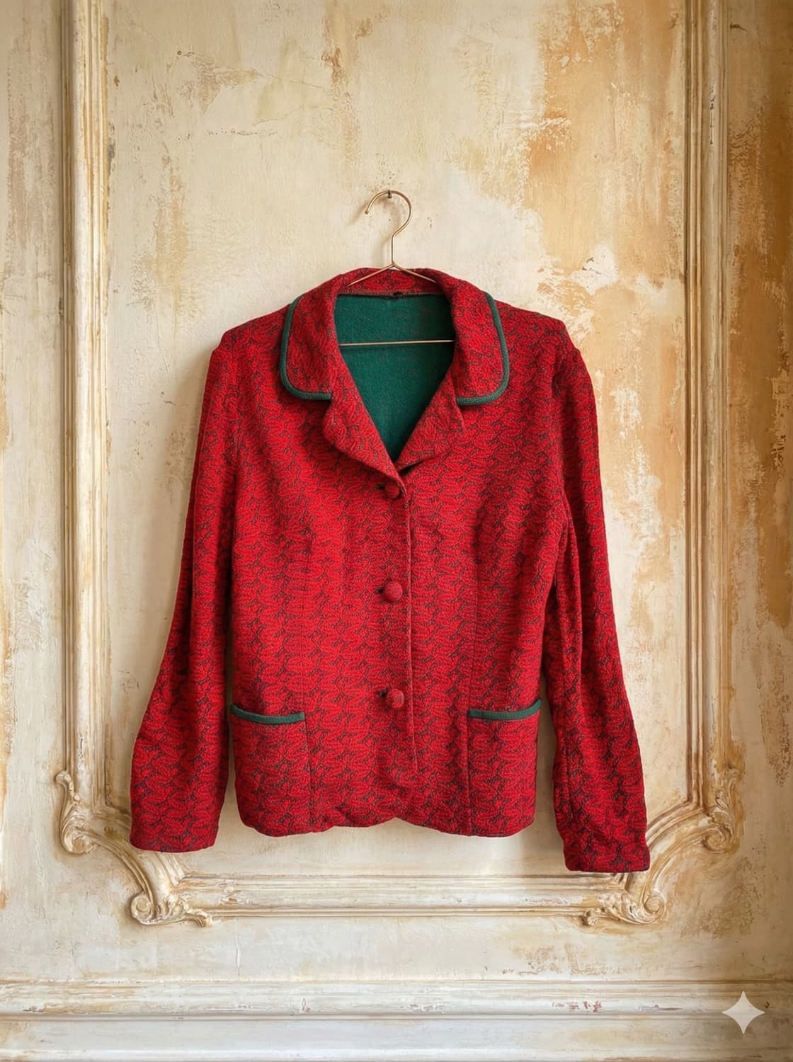 Deep Red Tyrolean Knit Jacket 상품이미지1