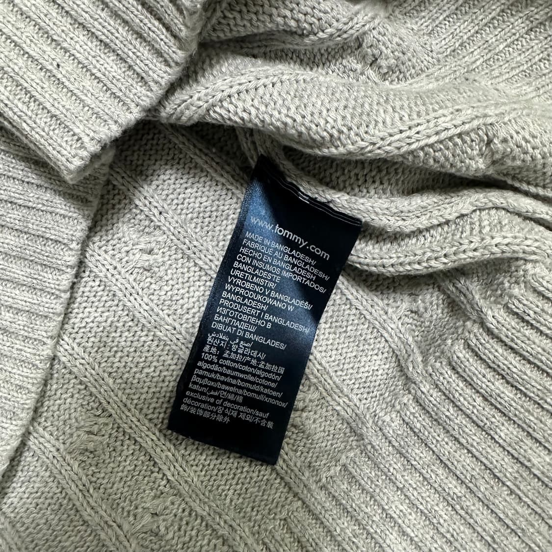 (L) 타미힐피거 케이블 니트 스웨터 회색 상품이미지3
