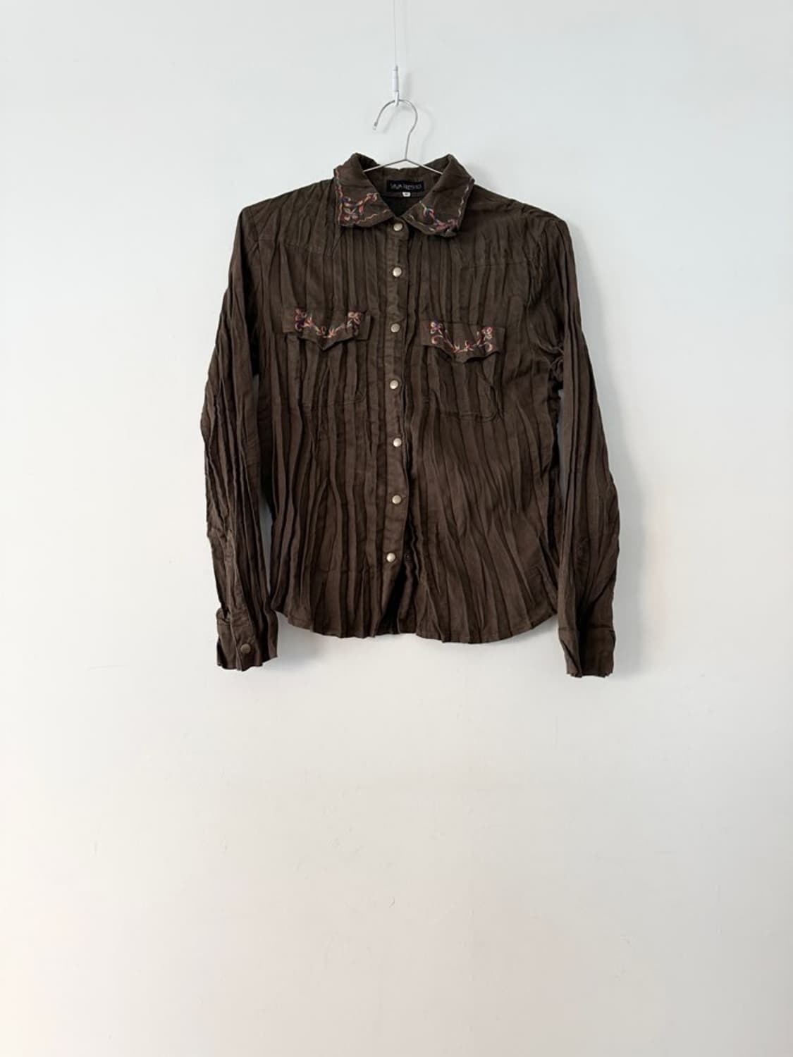 Rainbow embroidery suede shirt 상품이미지1